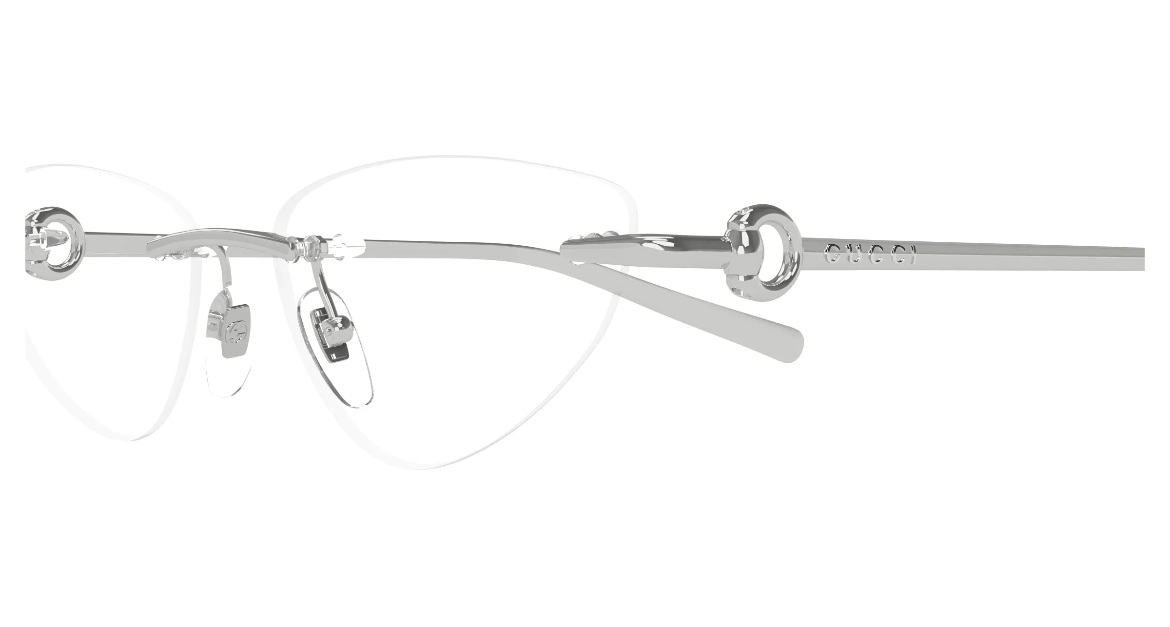 Gucci GG1702O 001 Montature da vista Metallo Argento Trasparente Cat Eye - immagine 3