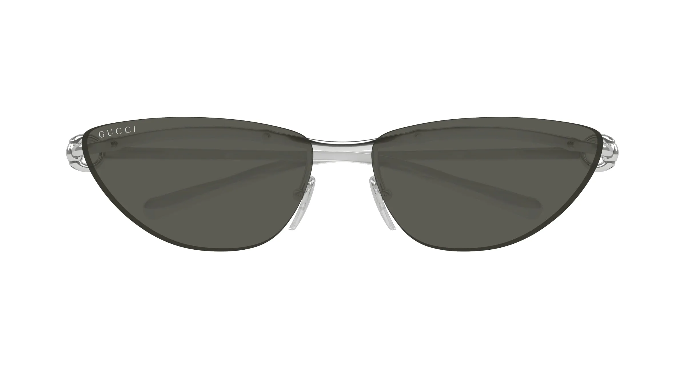Gucci GG1701S 001 Occhiali da sole Metallo Argento Grigio Cat Eye - immagine 2