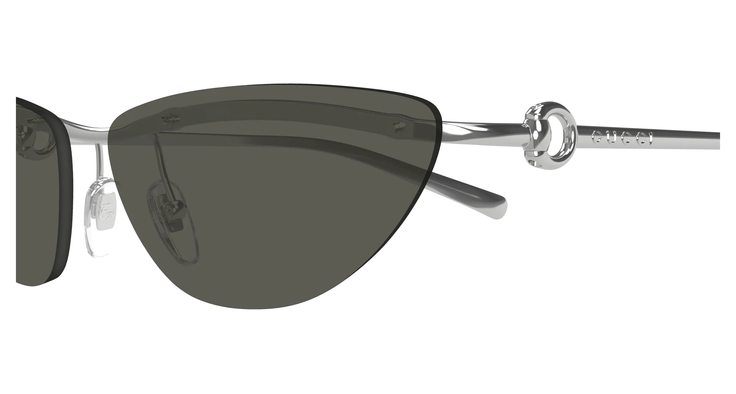 Gucci GG1701S 001 Occhiali da sole Metallo Argento Grigio Cat Eye - immagine 3