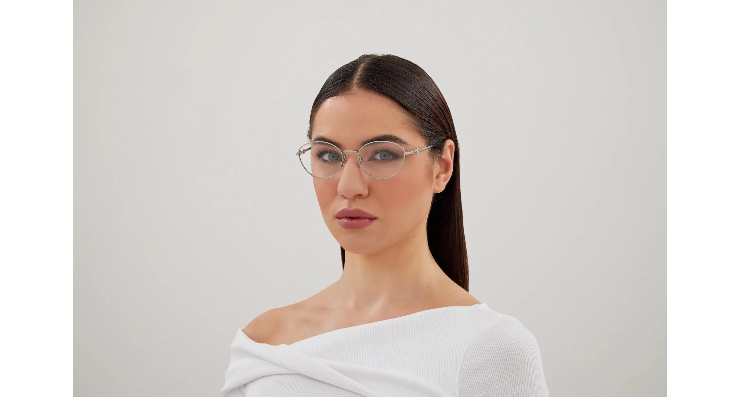 Gucci GG1699O 004 Montature da vista Metallo Argento Trasparente Cat Eye - immagine 4