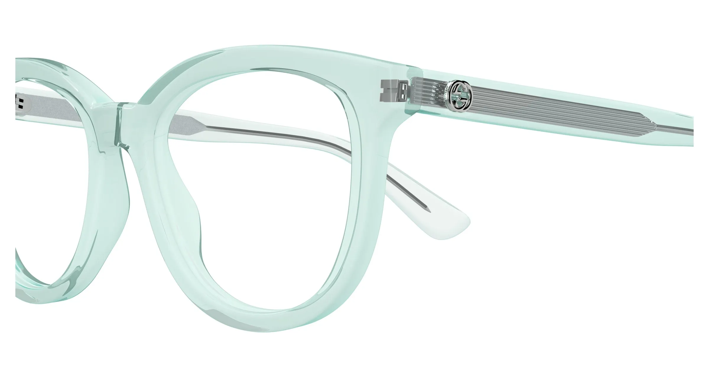 Gucci GG1687O 004 Montature da vista Acetato Verde Trasparente Cat Eye - immagine 3