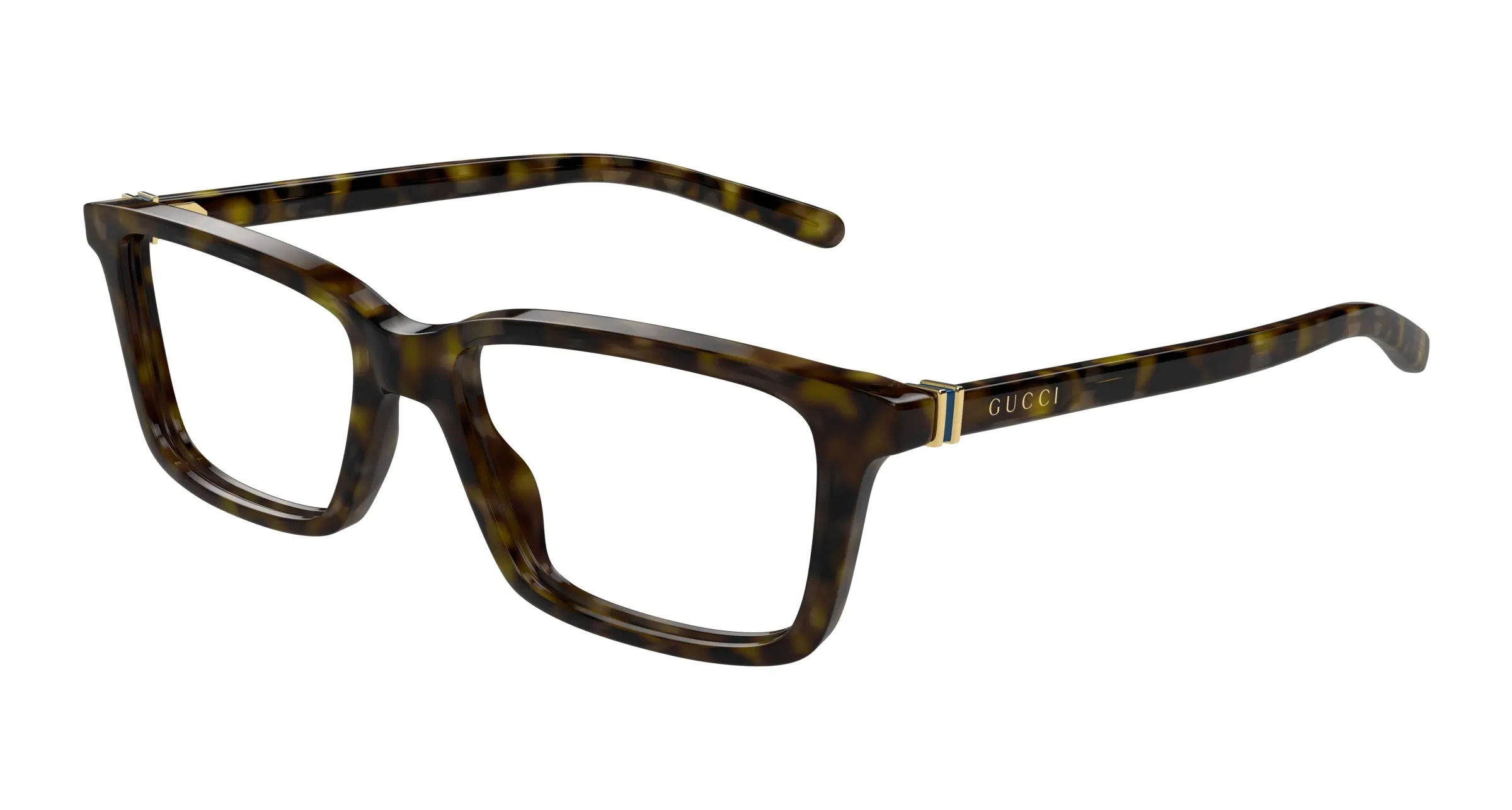 Gucci GG1672O 002 Montature da vista Acetato Havana Trasparente Squadrata - immagine 1
