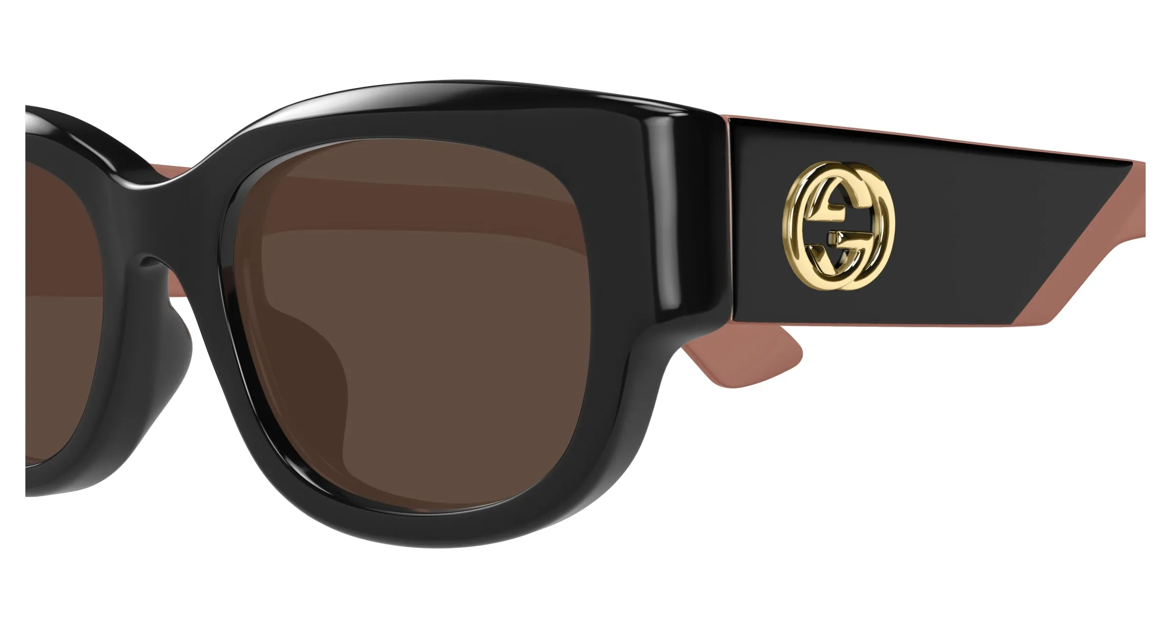 Gucci GG1667SK 004 Occhiali da sole Acetato Nero Marrone Rotonda - immagine 3