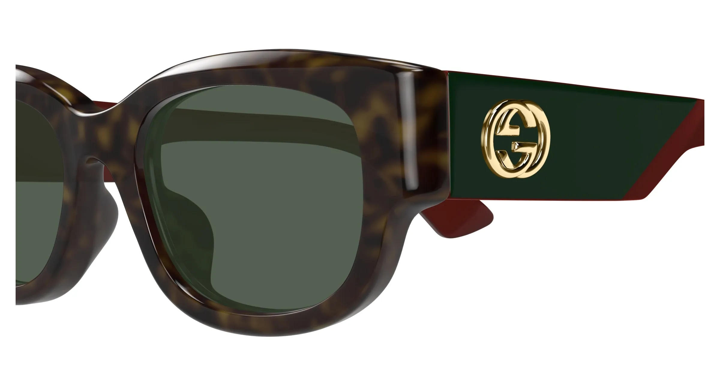 Gucci GG1667SK 002 Occhiali da sole Acetato Havana Verde Rotonda - immagine 3
