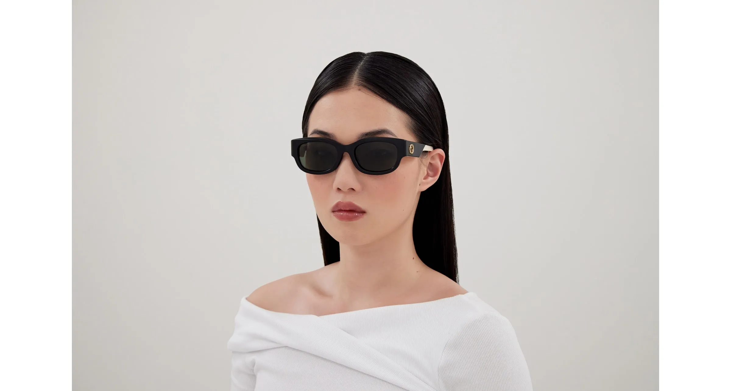Gucci GG1667SK 001 Occhiali da sole Acetato Nero Grigio Rotonda - immagine 4