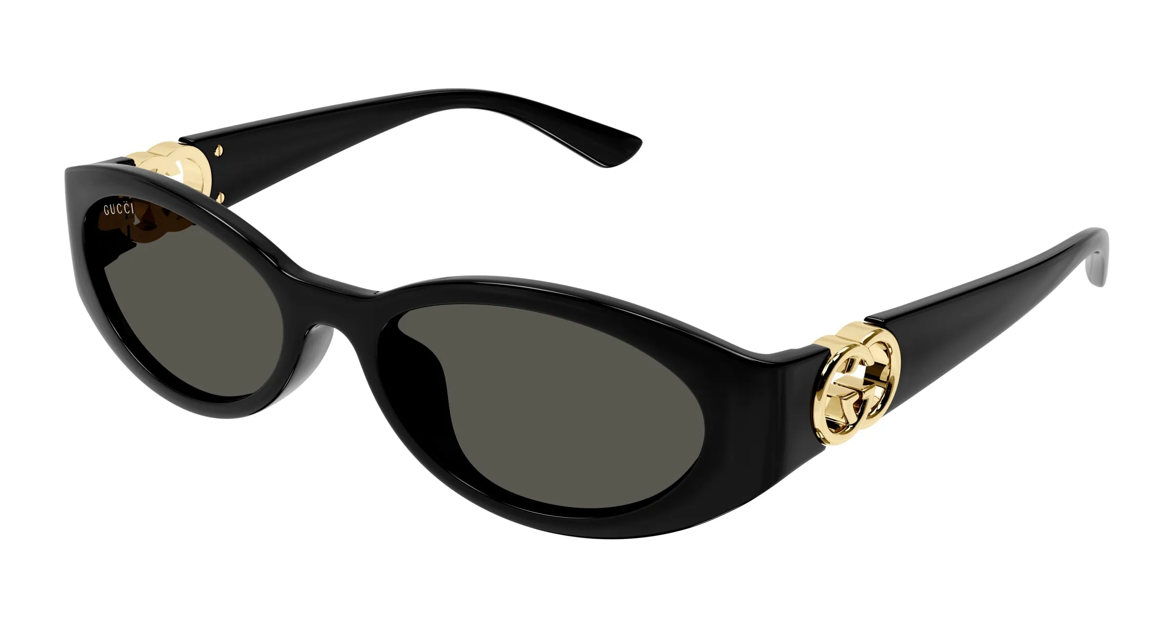 Gucci GG1662SA 001 Occhiali da sole Iniettato Nero Grigio Rotonda - immagine 1