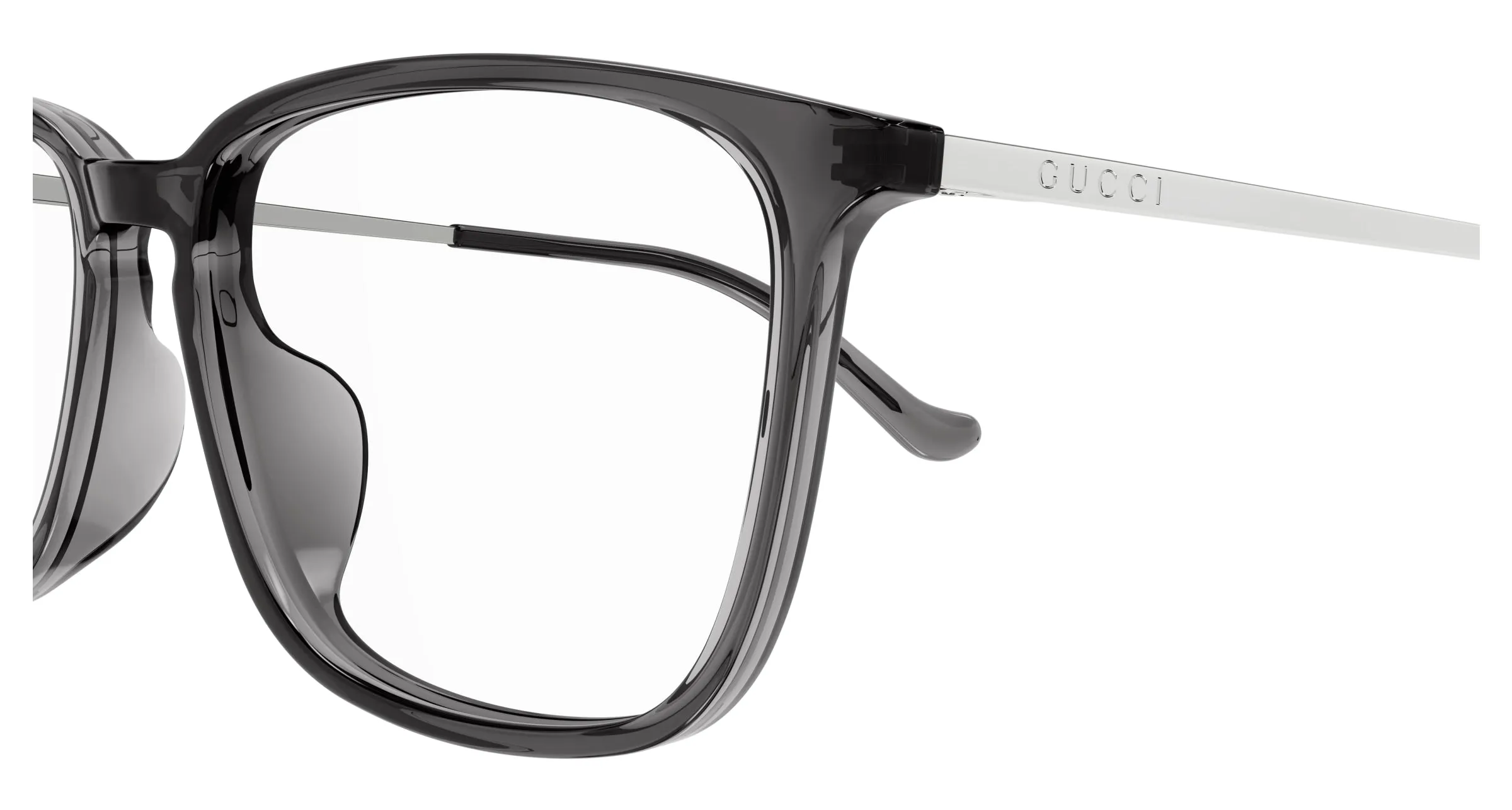 Gucci GG1609OA 003 Montature da vista Acetato Grigio Trasparente Squadrata - immagine 3