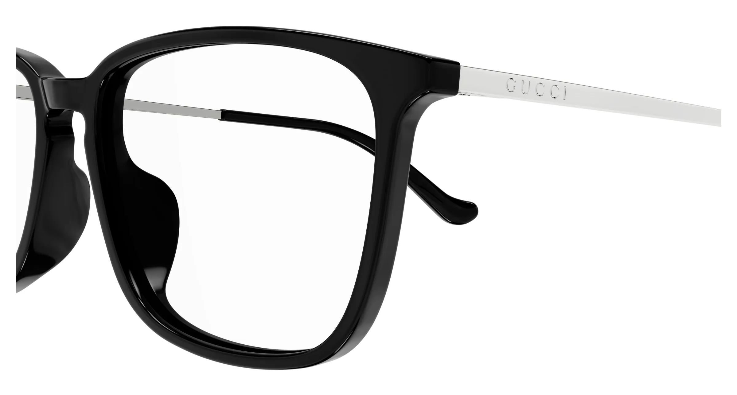 Gucci GG1609OA 002 Montature da vista Acetato Nero Trasparente Squadrata - immagine 3