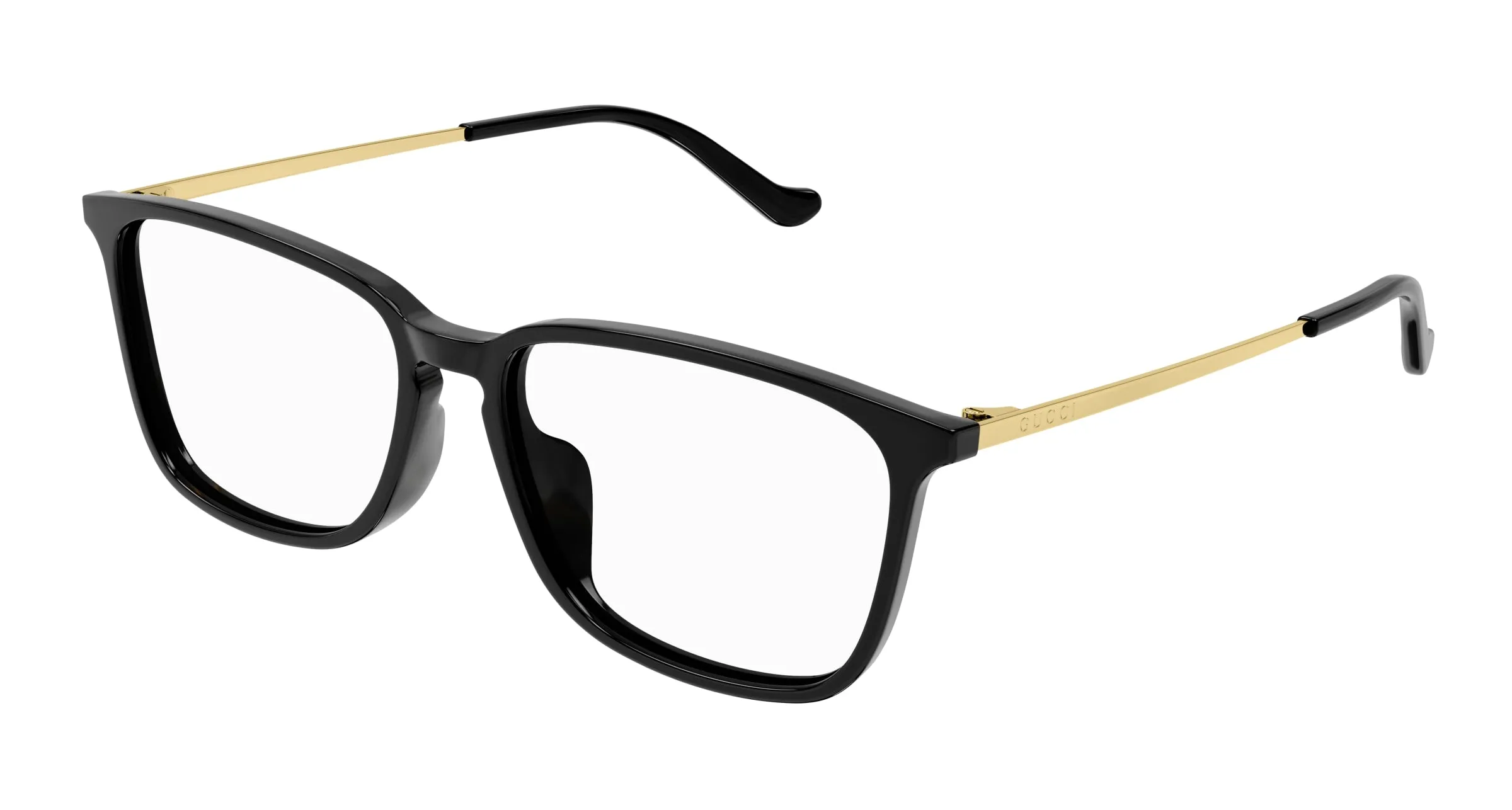 Gucci GG1609OA 001 Montature da vista Acetato Nero Trasparente Squadrata - immagine 1