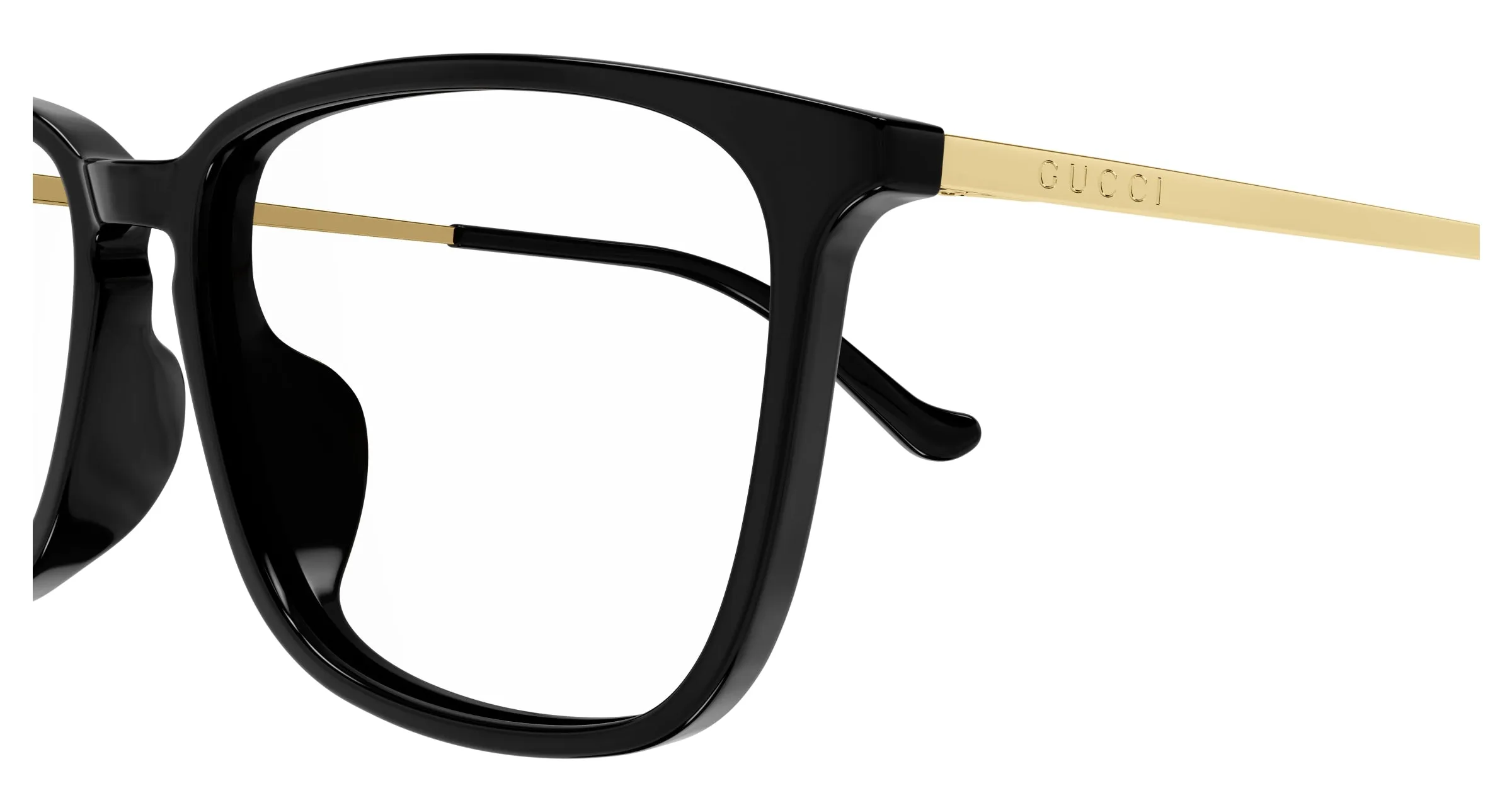 Gucci GG1609OA 001 Montature da vista Acetato Nero Trasparente Squadrata - immagine 3