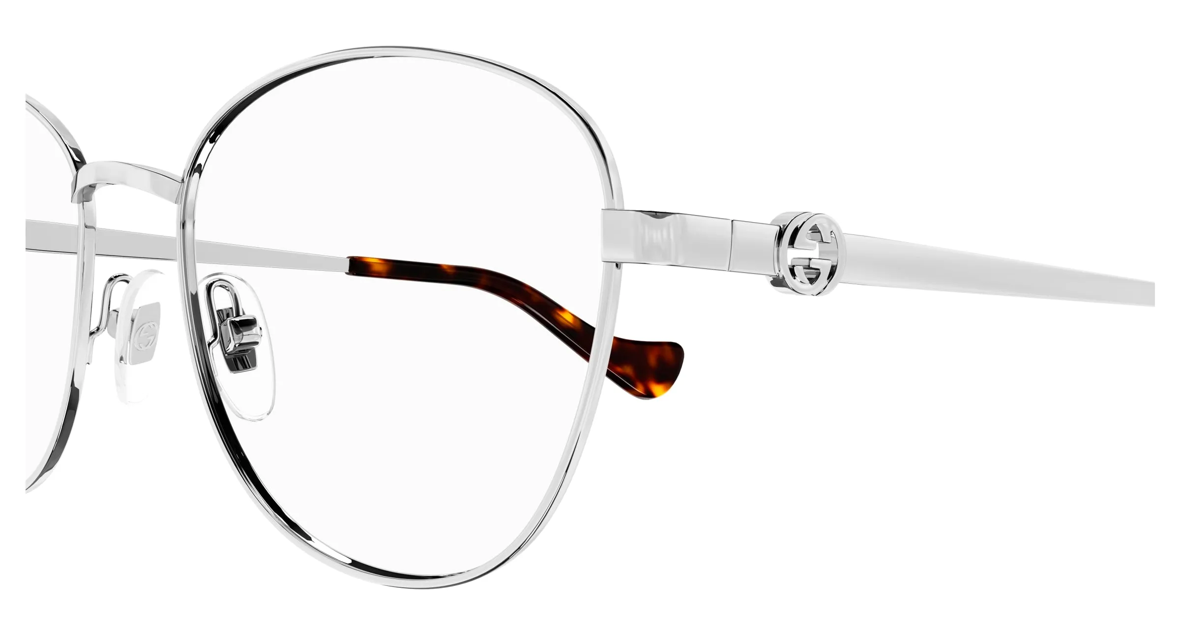 Gucci GG1601O 003 Montature da vista Metallo Argento Trasparente Rotonda - immagine 3