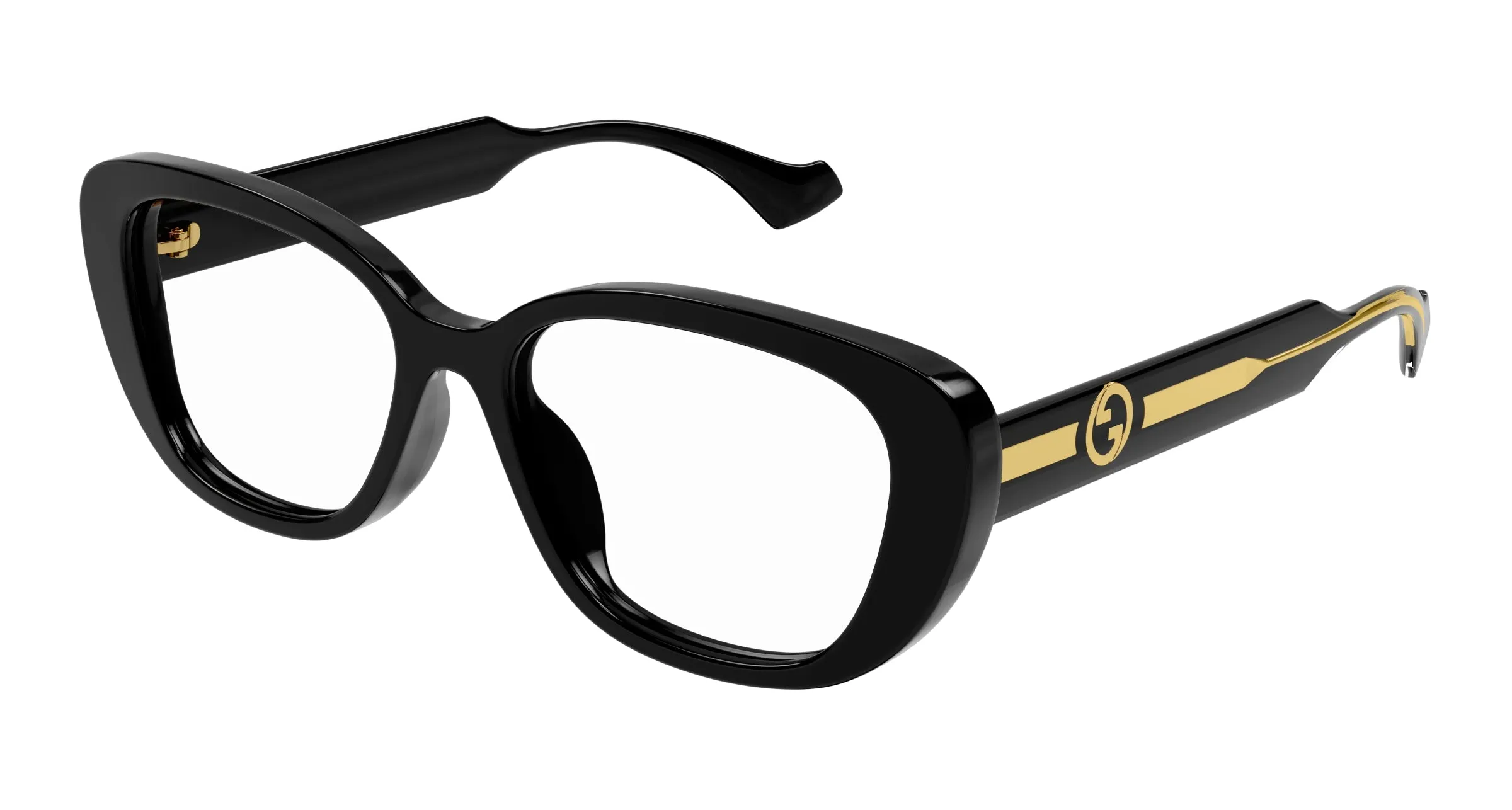 Gucci GG1559OK 001 Montature da vista Acetato Nero Trasparente Rotonda - immagine 1