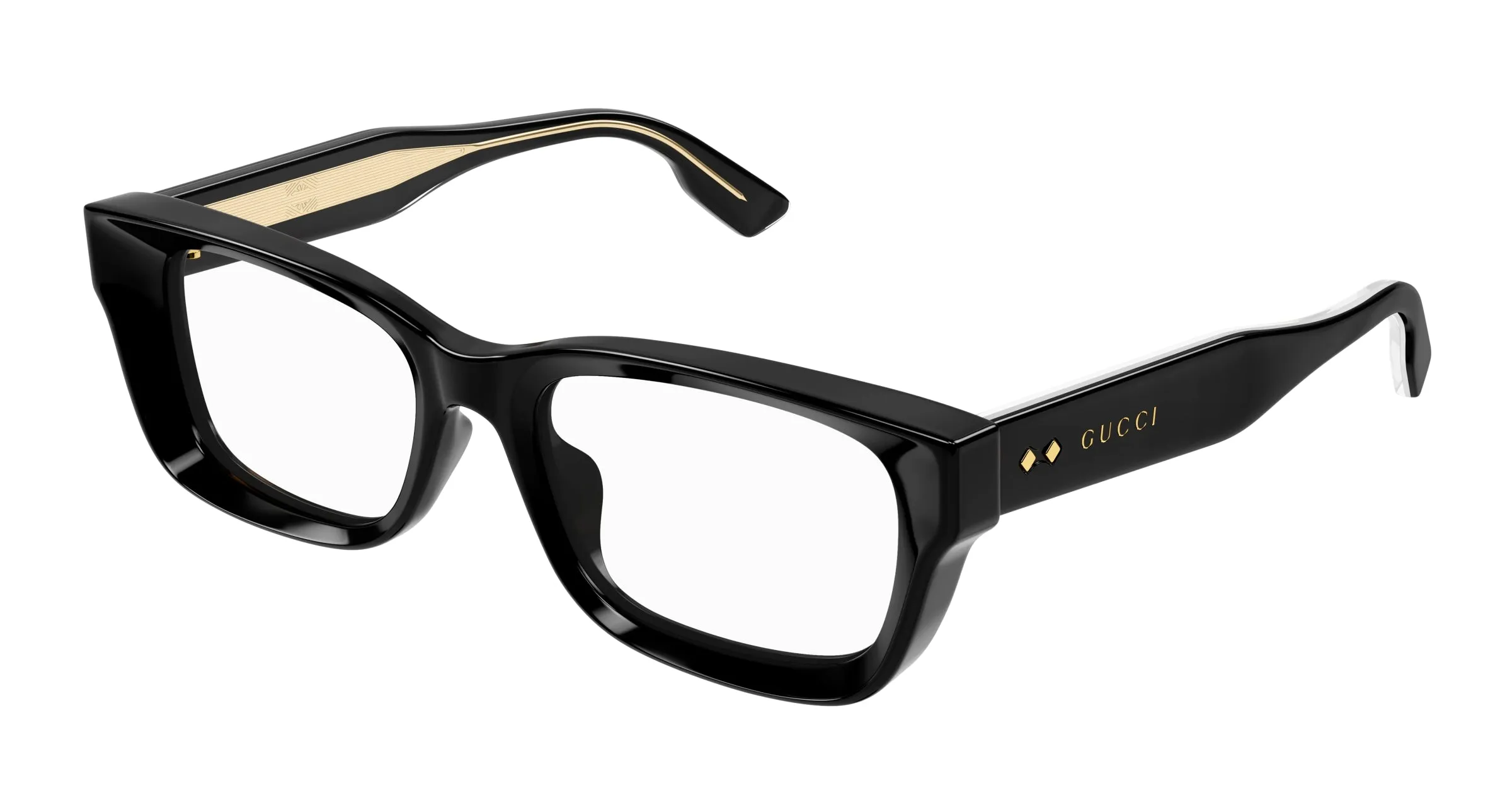 Gucci GG1533OA 001 Montature da vista Acetato Nero Trasparente Squadrata - immagine 1