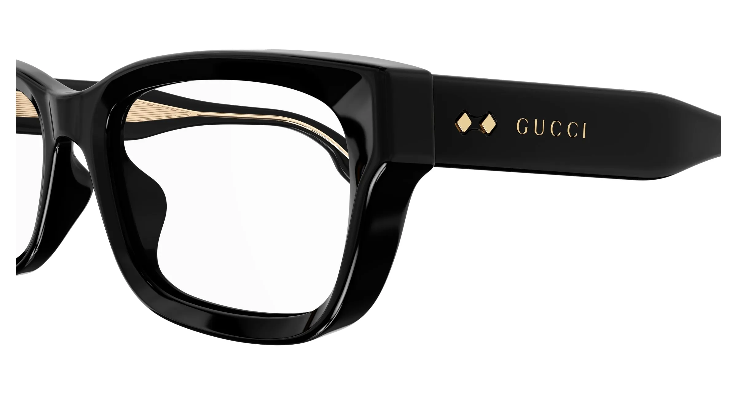 Gucci GG1533OA 001 Montature da vista Acetato Nero Trasparente Squadrata - immagine 3