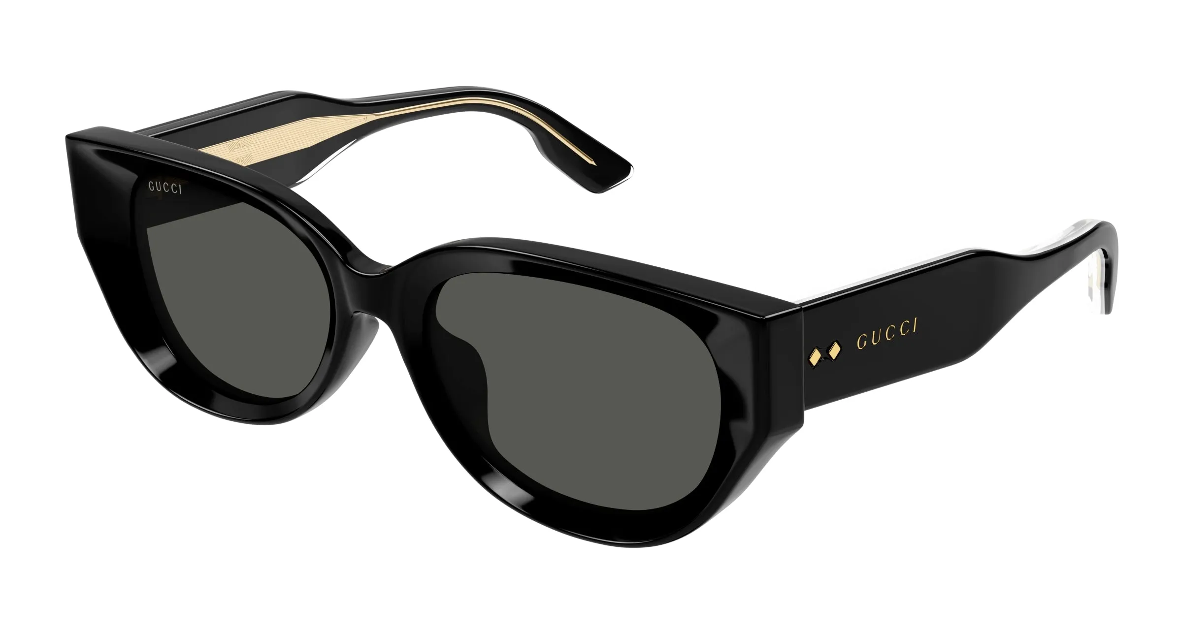 Gucci GG1532SA 001 Occhiali da sole Acetato Nero Grigio Cat Eye - immagine 1