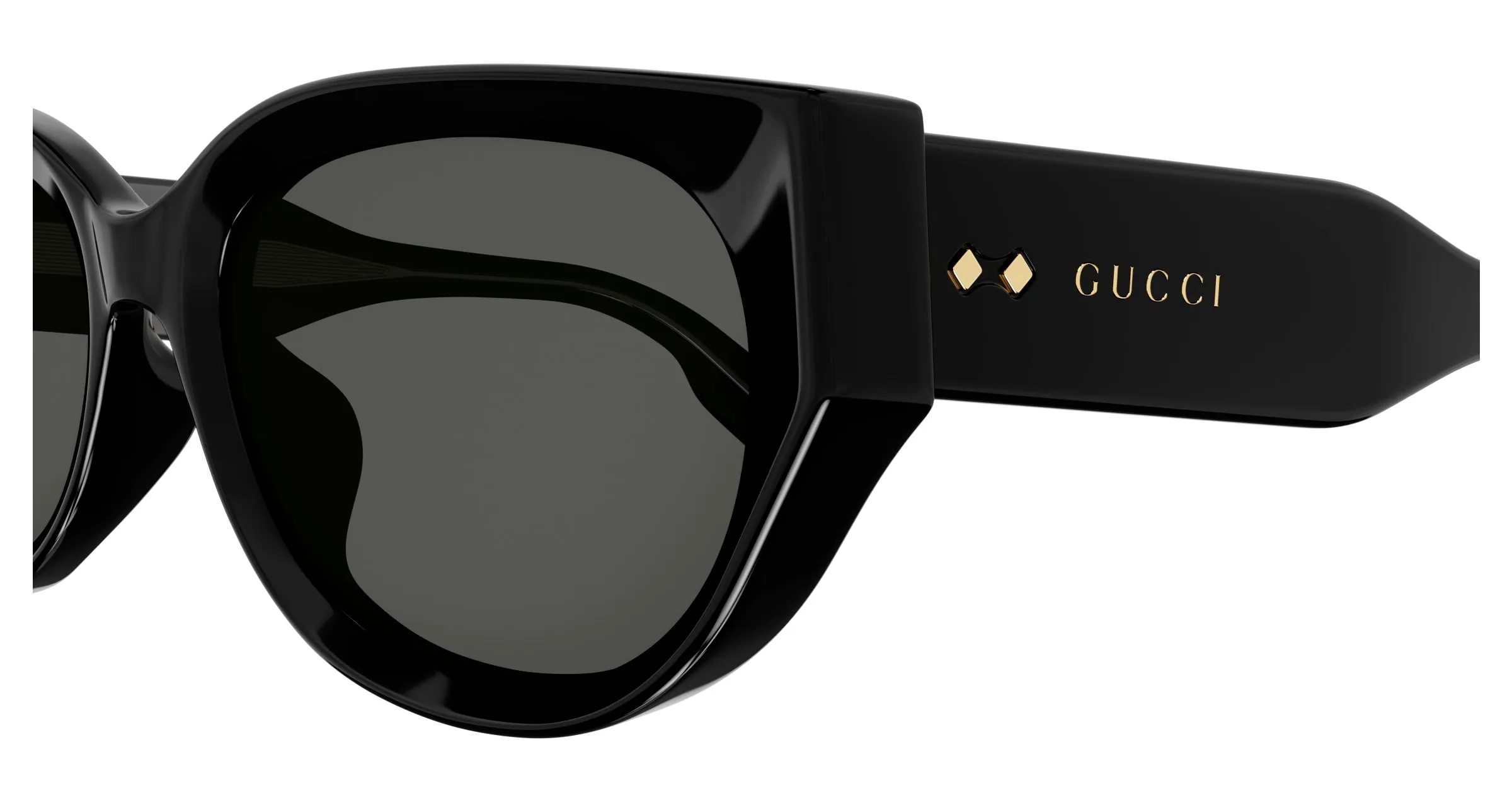 Gucci GG1532SA 001 Occhiali da sole Acetato Nero Grigio Cat Eye - immagine 3