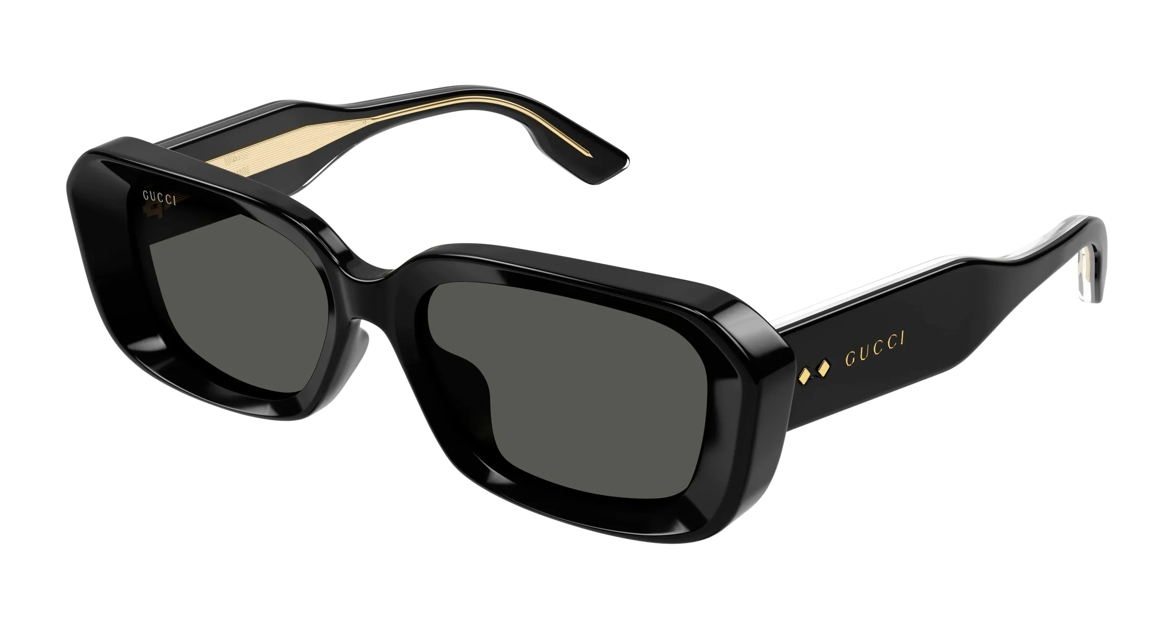 Gucci GG1531SK 001 Occhiali da sole Acetato Nero Grigio Squadrata - immagine 1