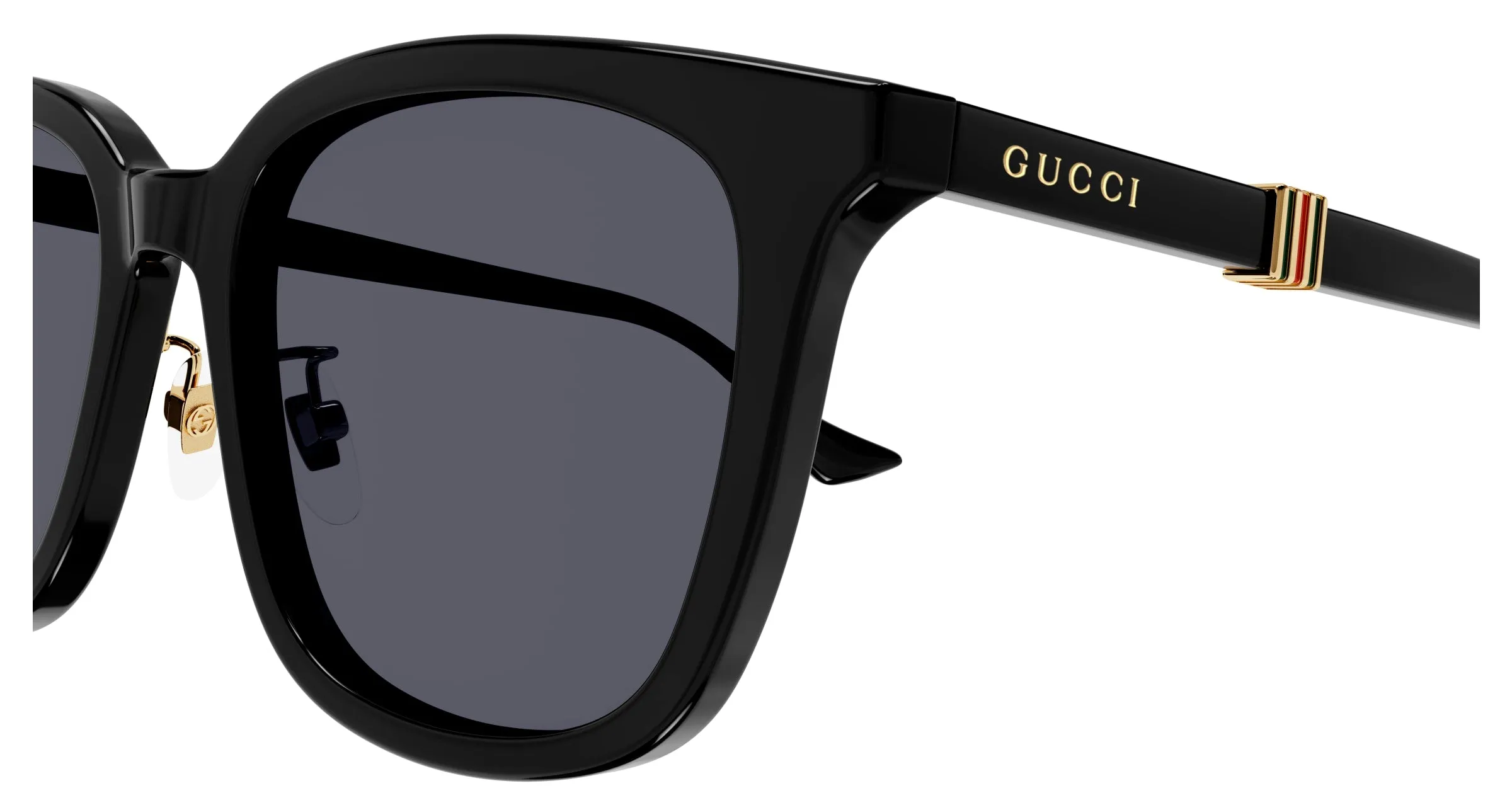 Gucci GG1498SK 001 Occhiali da sole Acetato Nero Grigio Squadrata - immagine 3