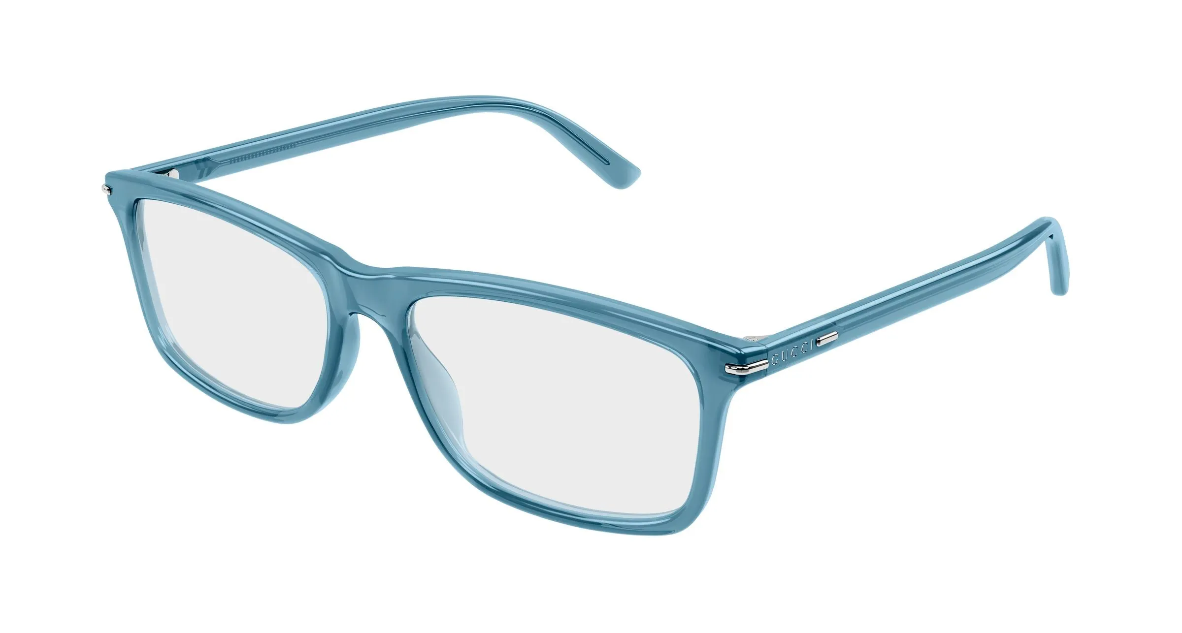Gucci GG1447O 010 Montature da vista Acetato Blu Trasparente Squadrata - immagine 1