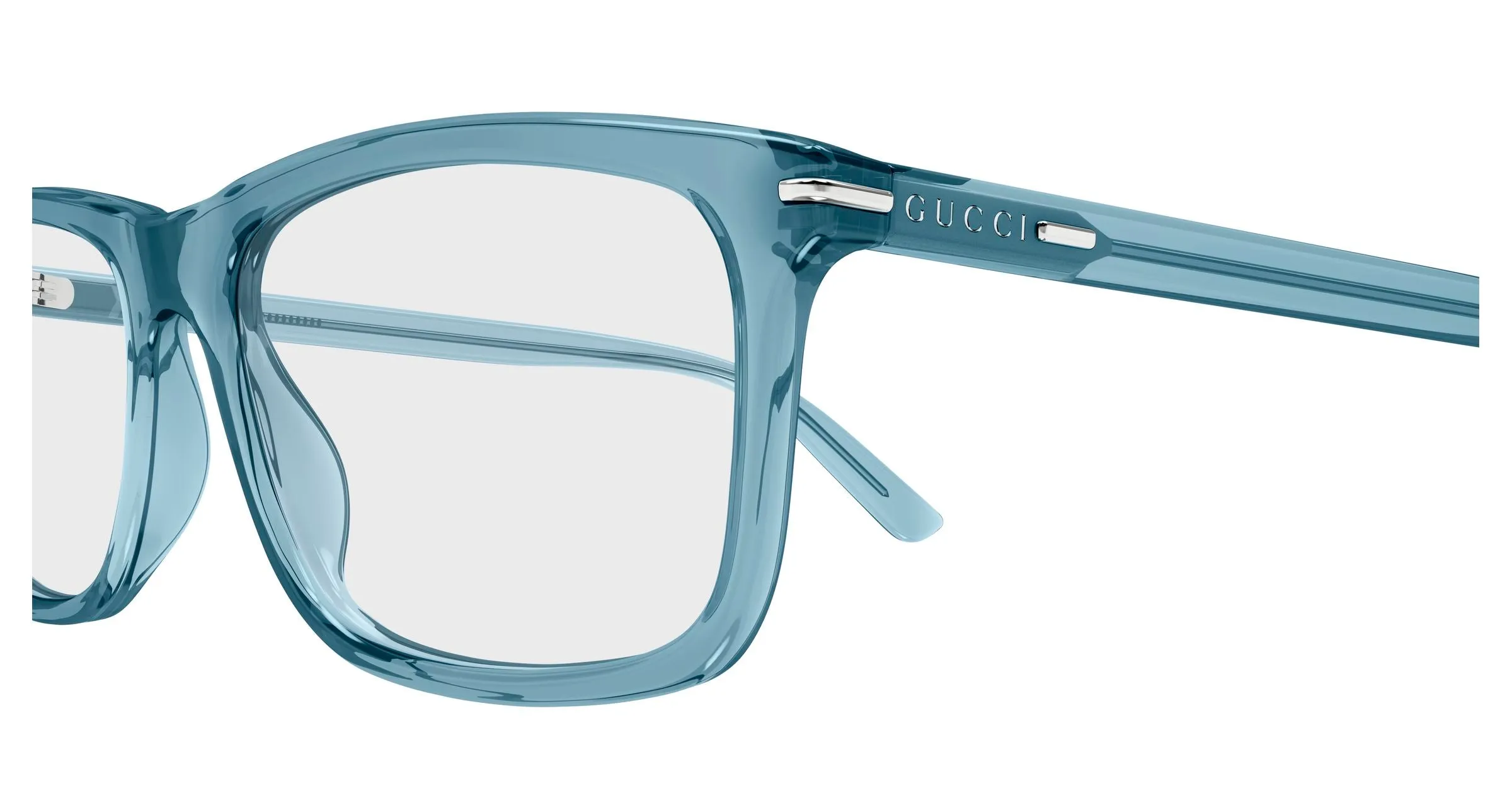 Gucci GG1447O 010 Montature da vista Acetato Blu Trasparente Squadrata - immagine 3
