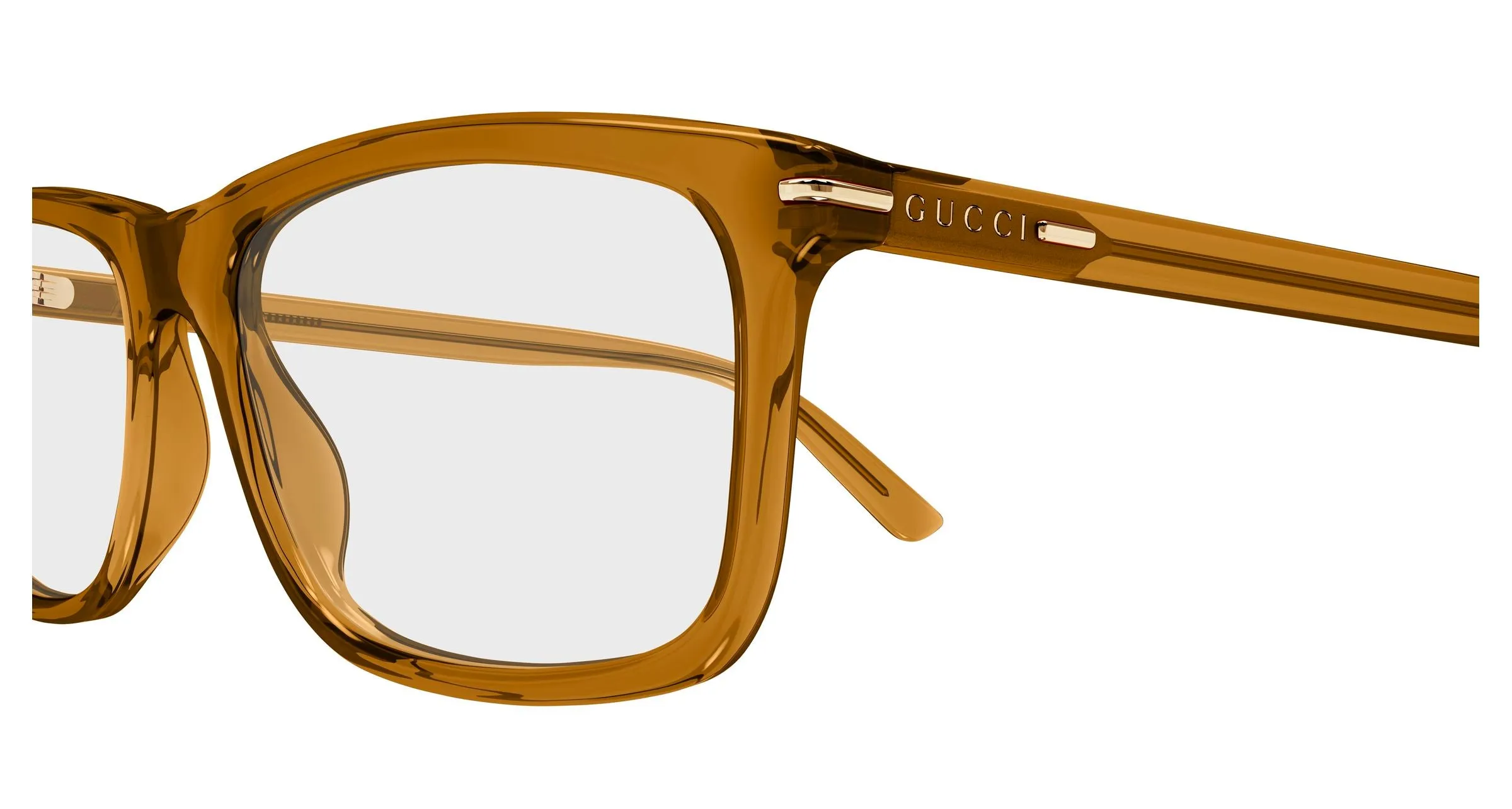 Gucci GG1447O 009 Montature da vista Acetato Marrone Trasparente Squadrata - immagine 3