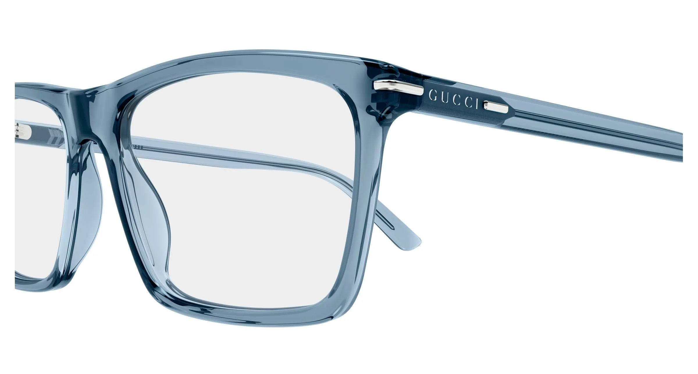 Gucci GG1445O 013 Montature da vista Acetato Blu Trasparente Squadrata - immagine 3