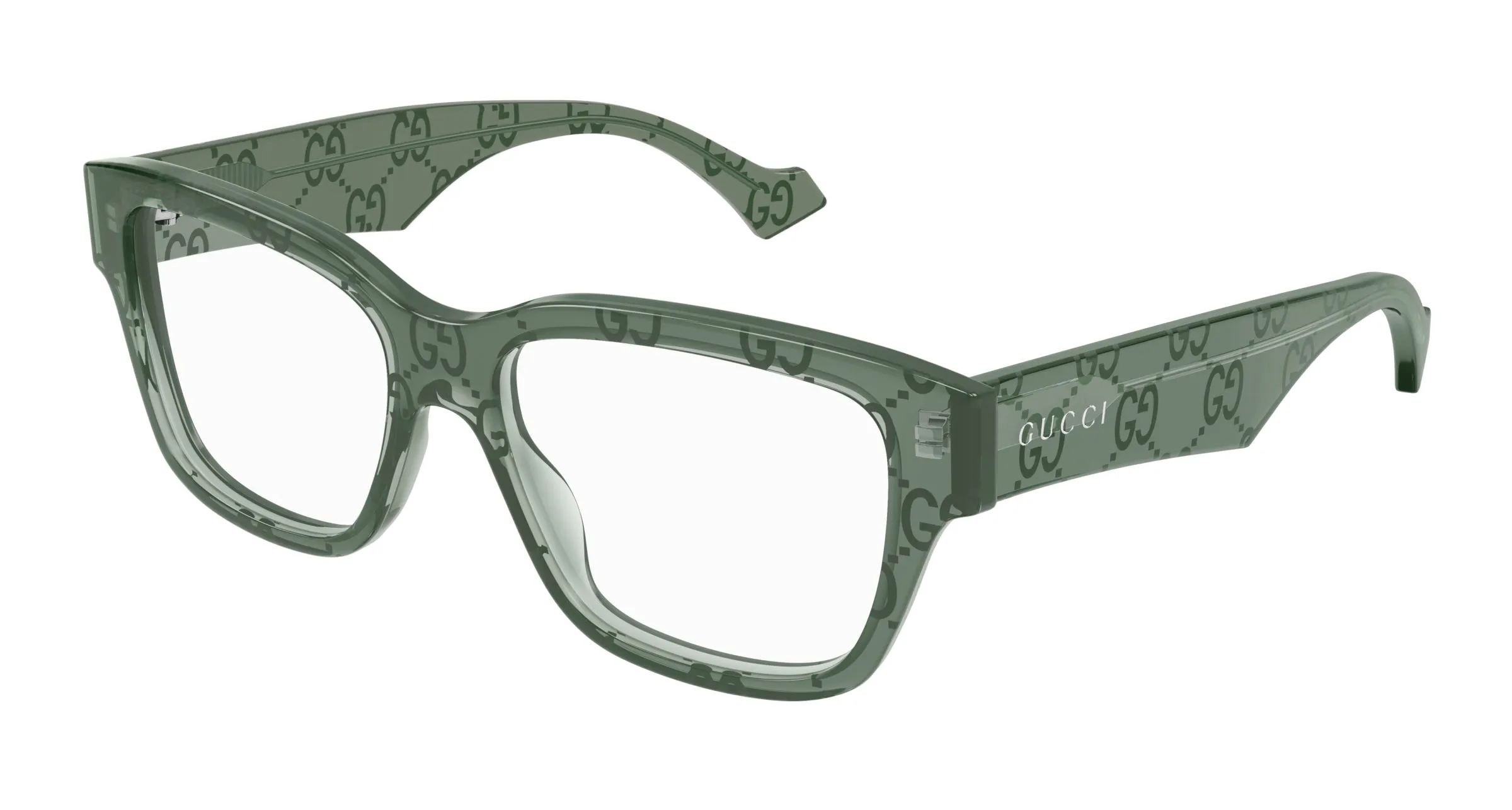 Gucci GG1428O 012 Montature da vista Acetato Verde Trasparente Squadrata - immagine 1