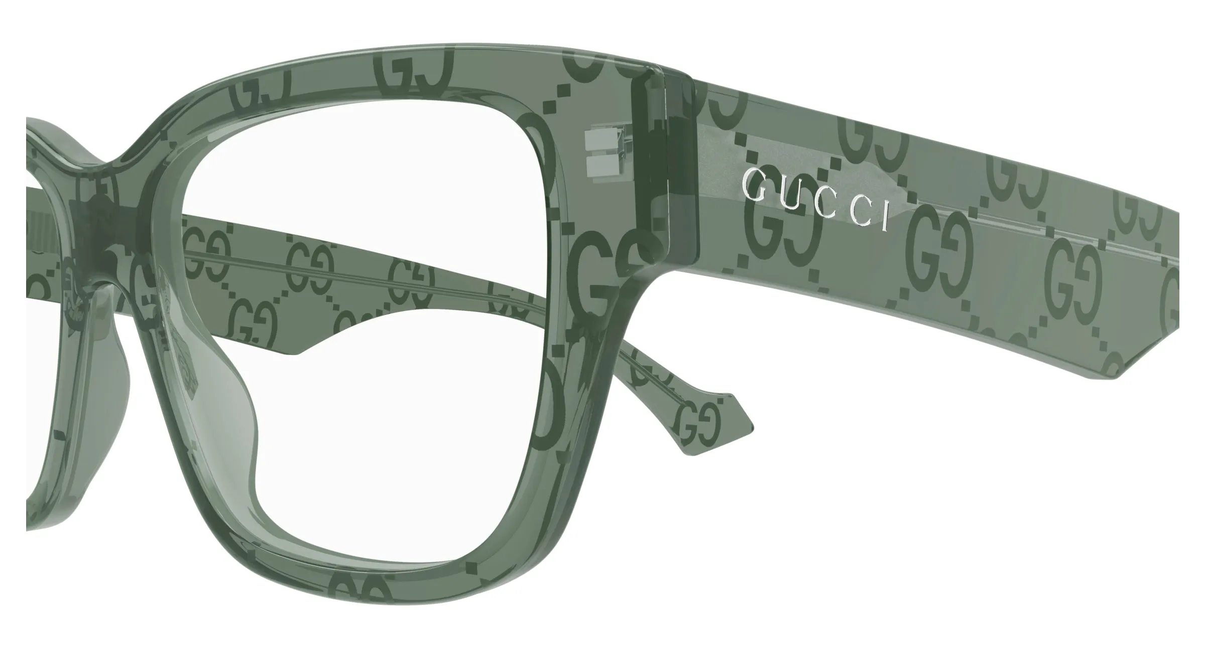 Gucci GG1428O 012 Montature da vista Acetato Verde Trasparente Squadrata - immagine 3