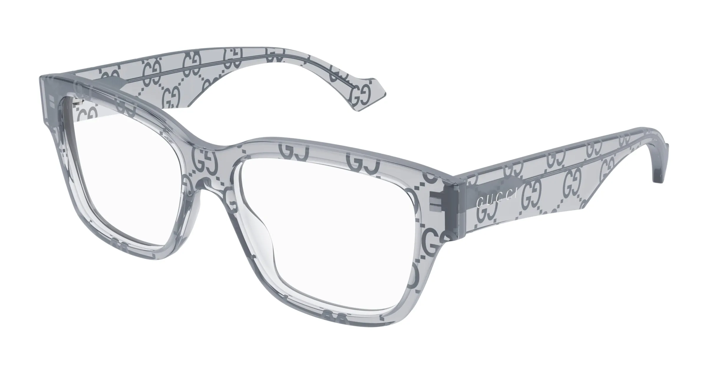 Gucci GG1428O 011 Montature da vista Acetato Grigio Trasparente Squadrata - immagine 1