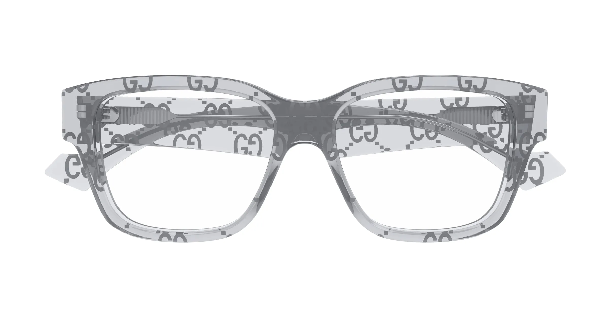 Gucci GG1428O 011 Montature da vista Acetato Grigio Trasparente Squadrata - immagine 2