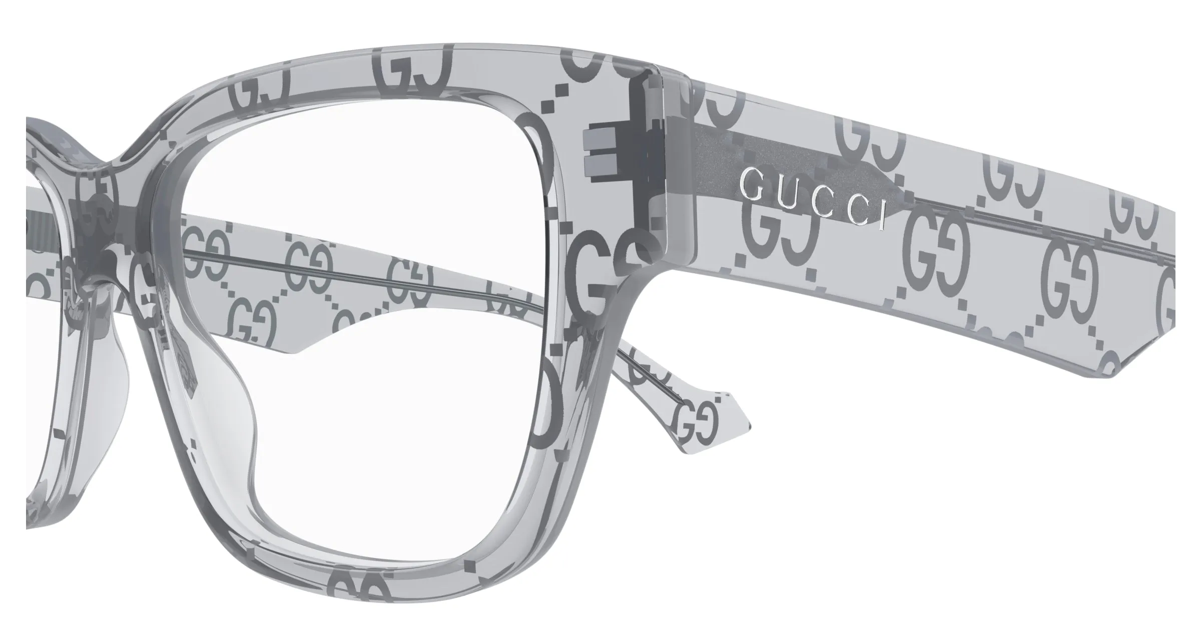 Gucci GG1428O 011 Montature da vista Acetato Grigio Trasparente Squadrata - immagine 3
