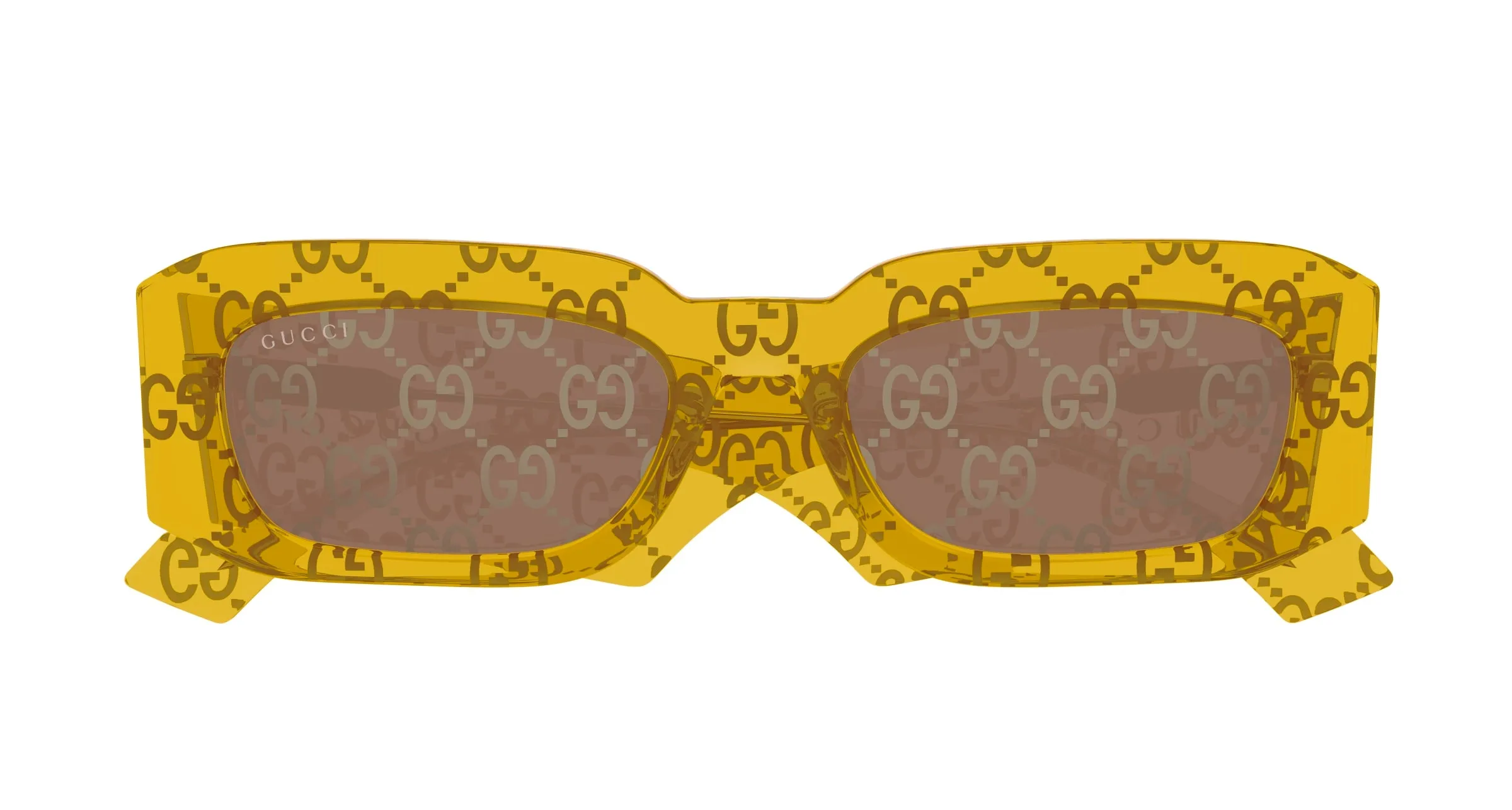 Gucci GG1426S 007 Occhiali da sole Acetato Giallo Marrone Squadrata - immagine 2