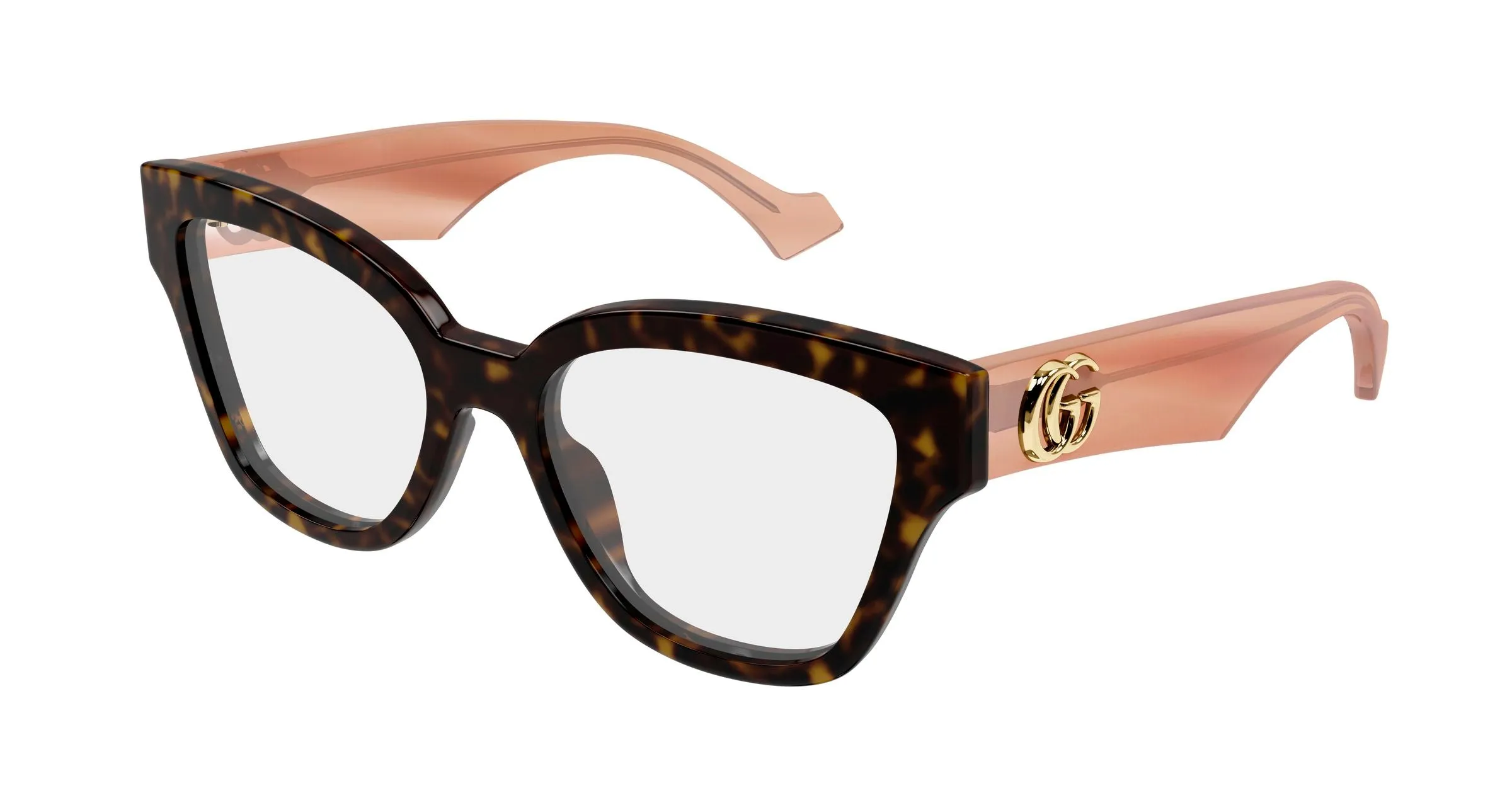 Gucci GG1424O 014 Montature da vista Acetato Havana Trasparente Rotonda - immagine 1