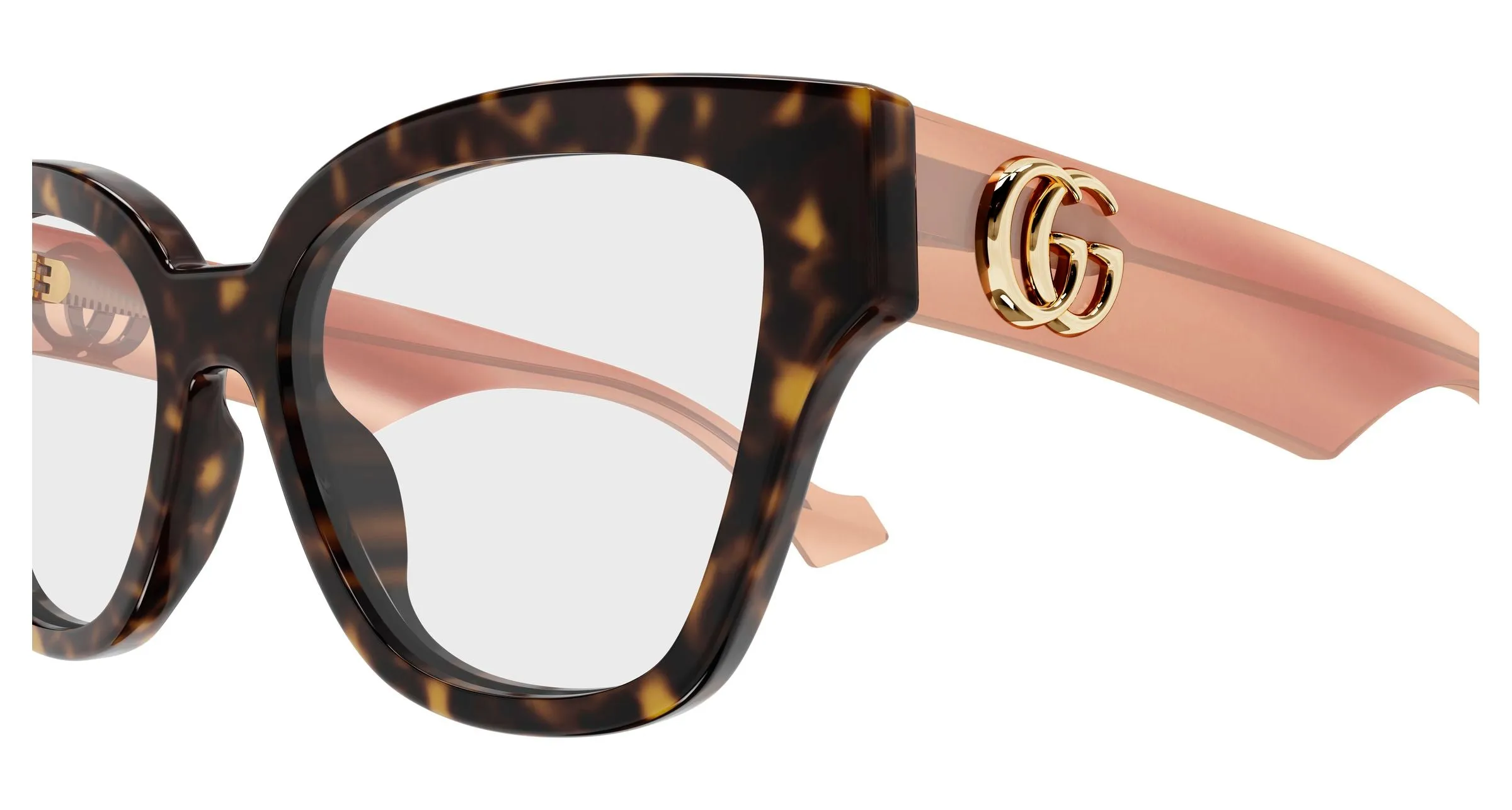 Gucci GG1424O 014 Montature da vista Acetato Havana Trasparente Rotonda - immagine 3