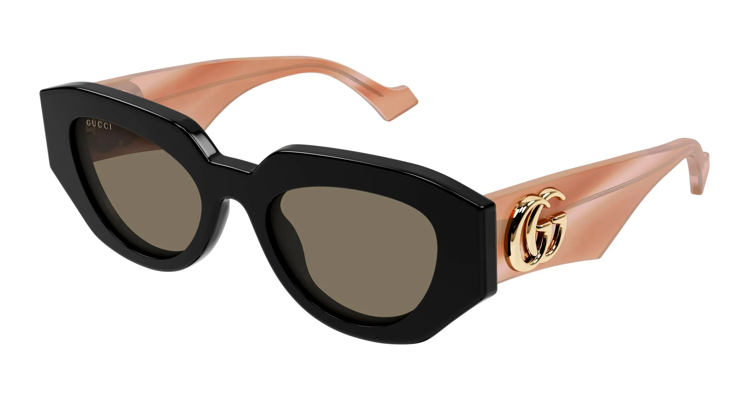 Gucci GG1421S 008 Occhiali da sole Acetato Nero Marrone Geometrica - immagine 1