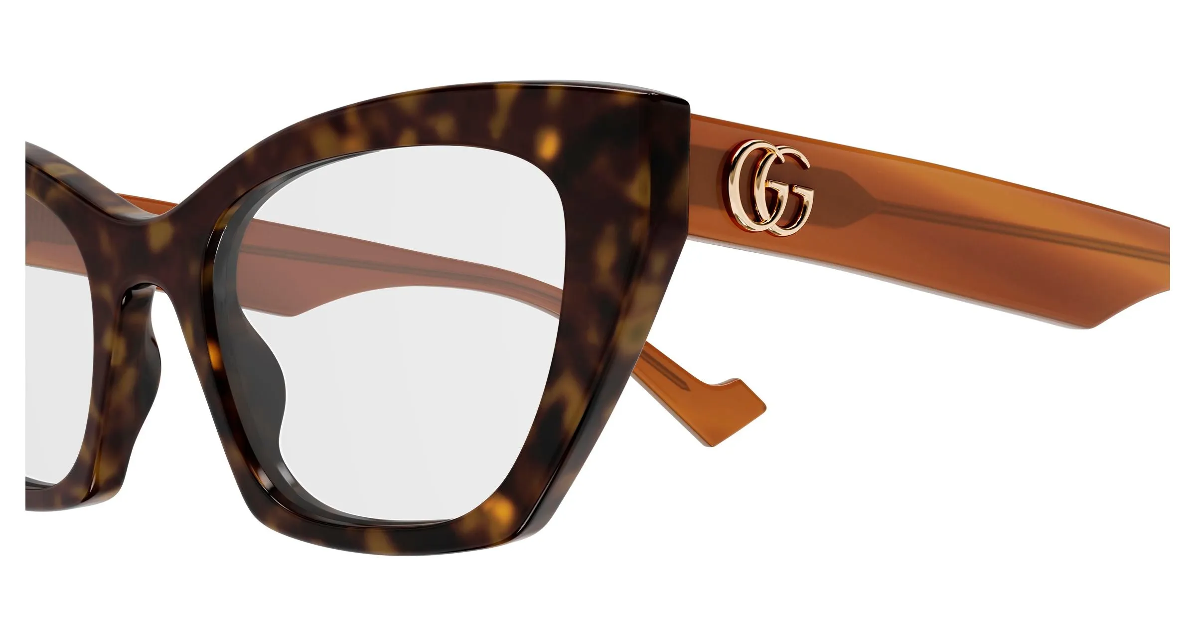 Gucci GG1334O 005 Montature da vista Acetato Havana Trasparente Cat Eye - immagine 3