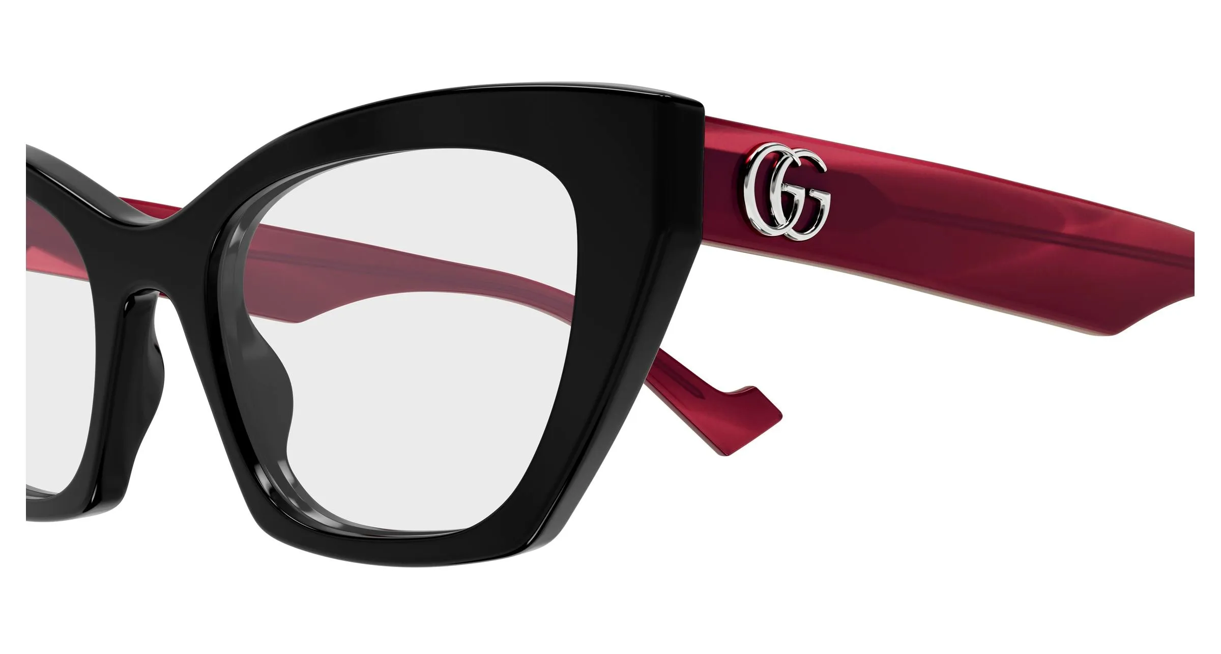 Gucci GG1334O 004 Montature da vista Acetato Nero Trasparente Cat Eye - immagine 3