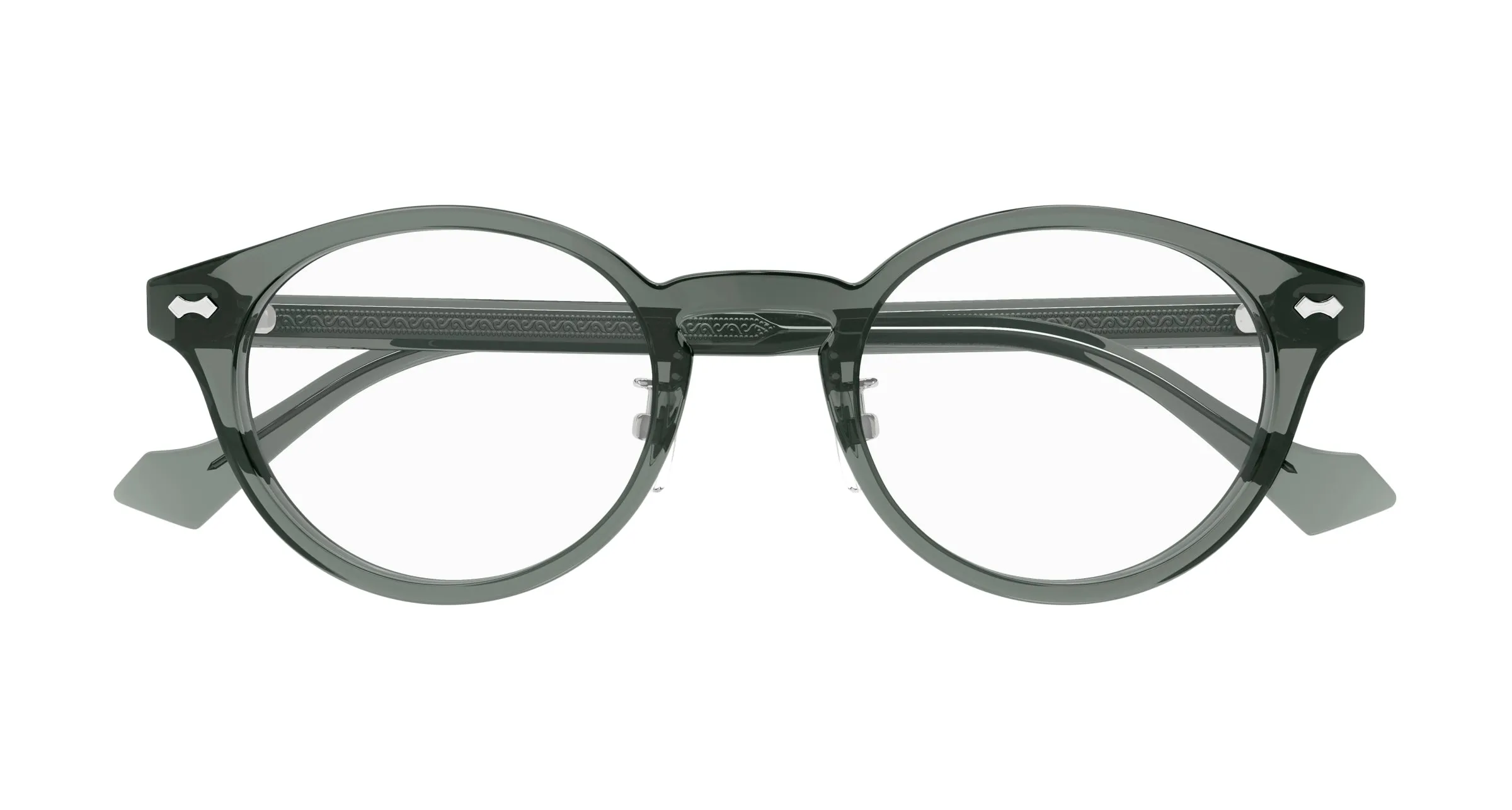 Gucci GG1127OJ 005 Montature da vista Acetato Grigio Trasparente Rotonda - immagine 2