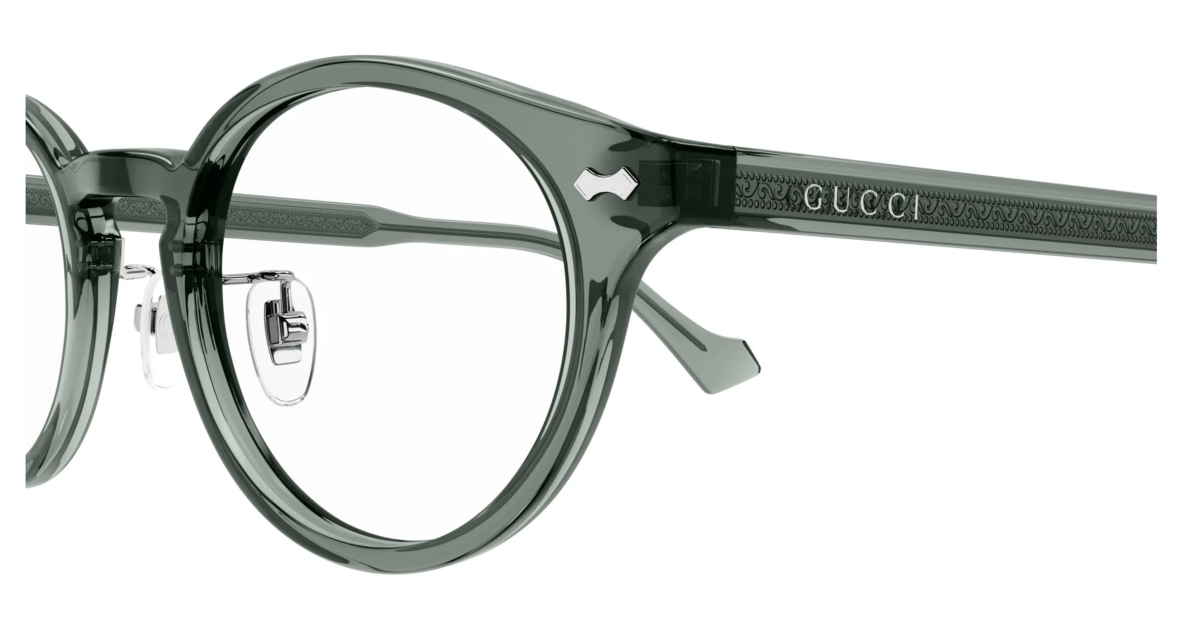 Gucci GG1127OJ 005 Montature da vista Acetato Grigio Trasparente Rotonda - immagine 3