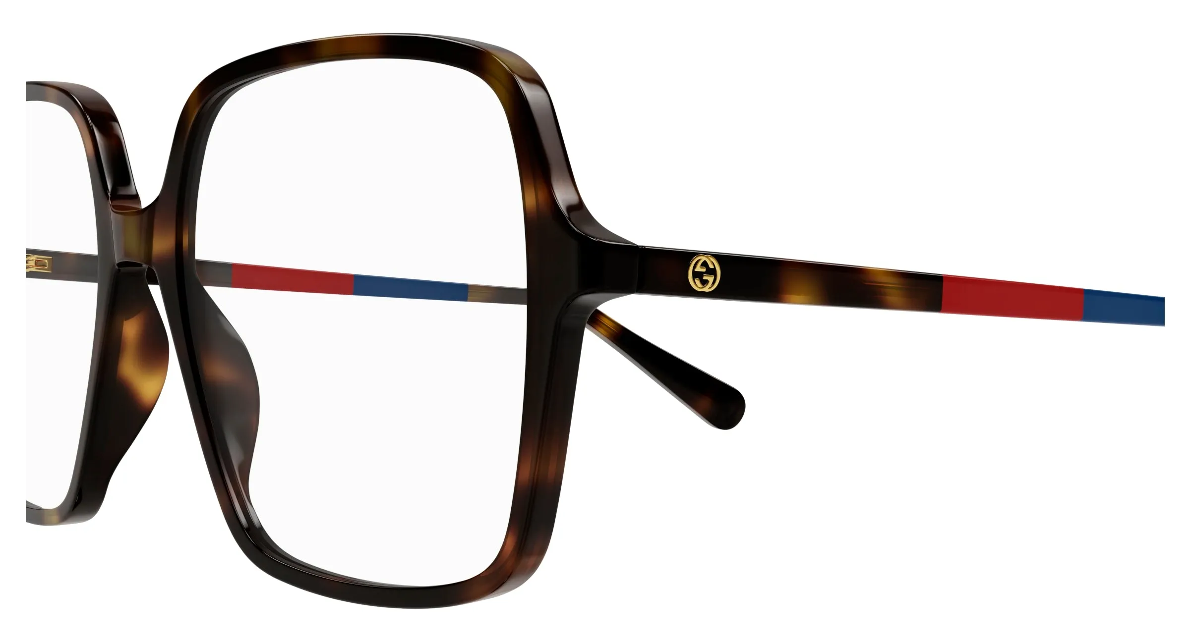 Gucci GG1003O 009 Montature da vista Acetato Havana Trasparente Squadrata - immagine 3