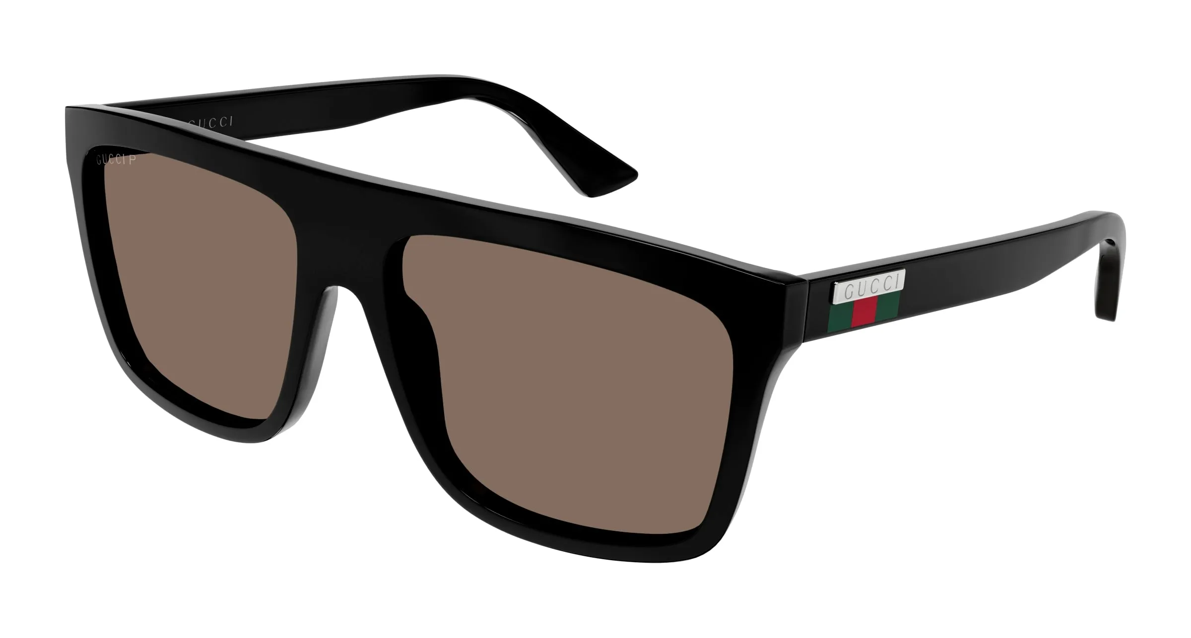 Gucci GG0748S 005 Occhiali da sole Iniettato Nero Marrone Squadrata - immagine 1