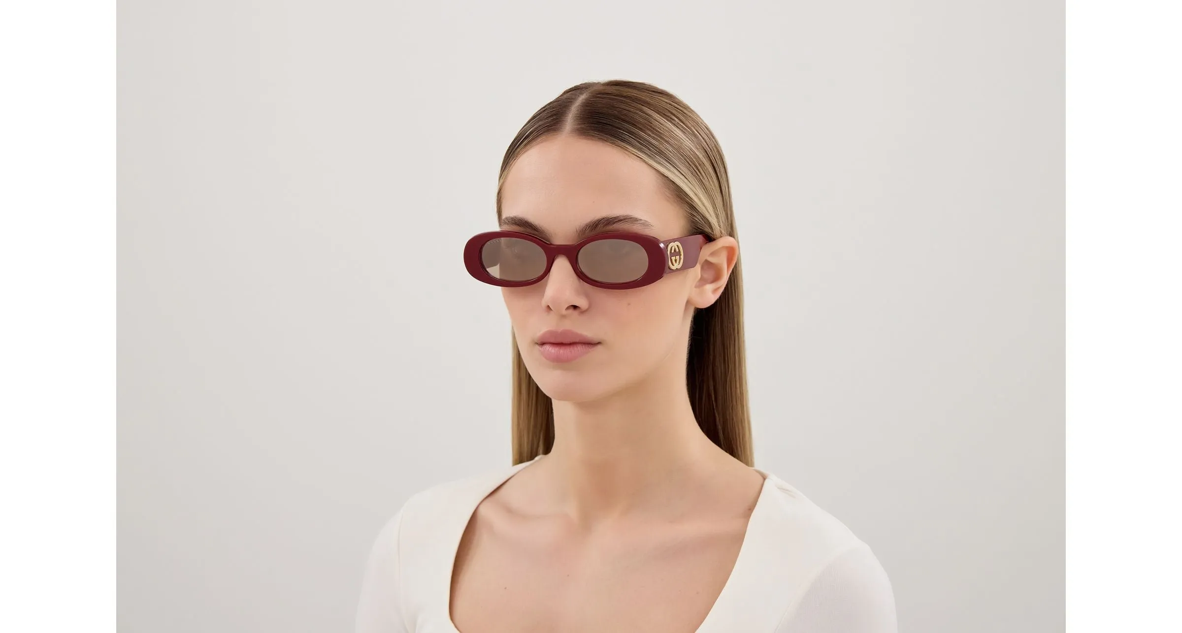 Gucci GG0517S 009 Occhiali da sole Acetato Bordeaux Marrone Rotonda - immagine 4