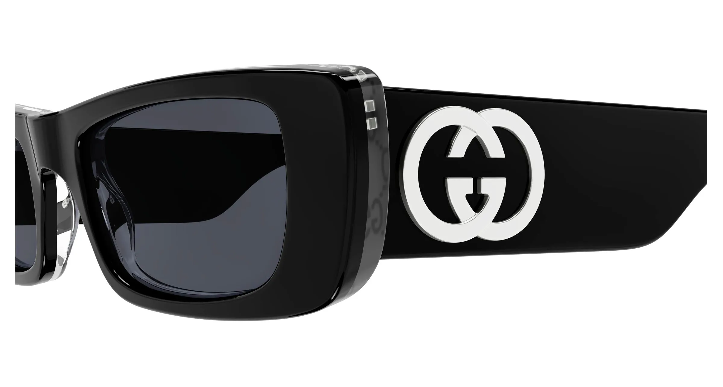 Gucci GG0516S 018 Occhiali da sole Acetato Nero Grigio Squadrata - immagine 3