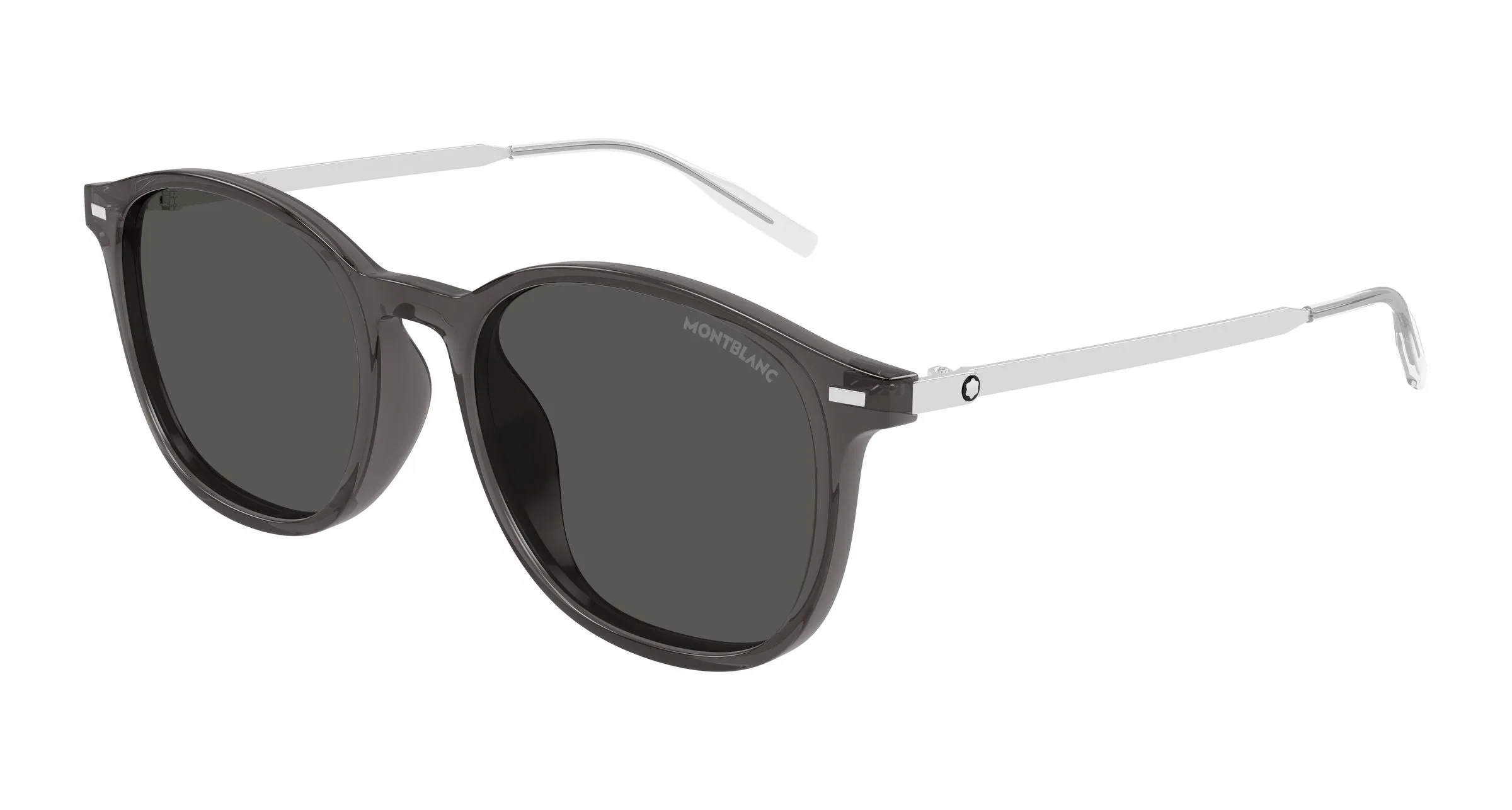 Montblanc MB0454SA 004 Occhiali da sole Iniettato Grigio Grigio Rotonda - immagine 1
