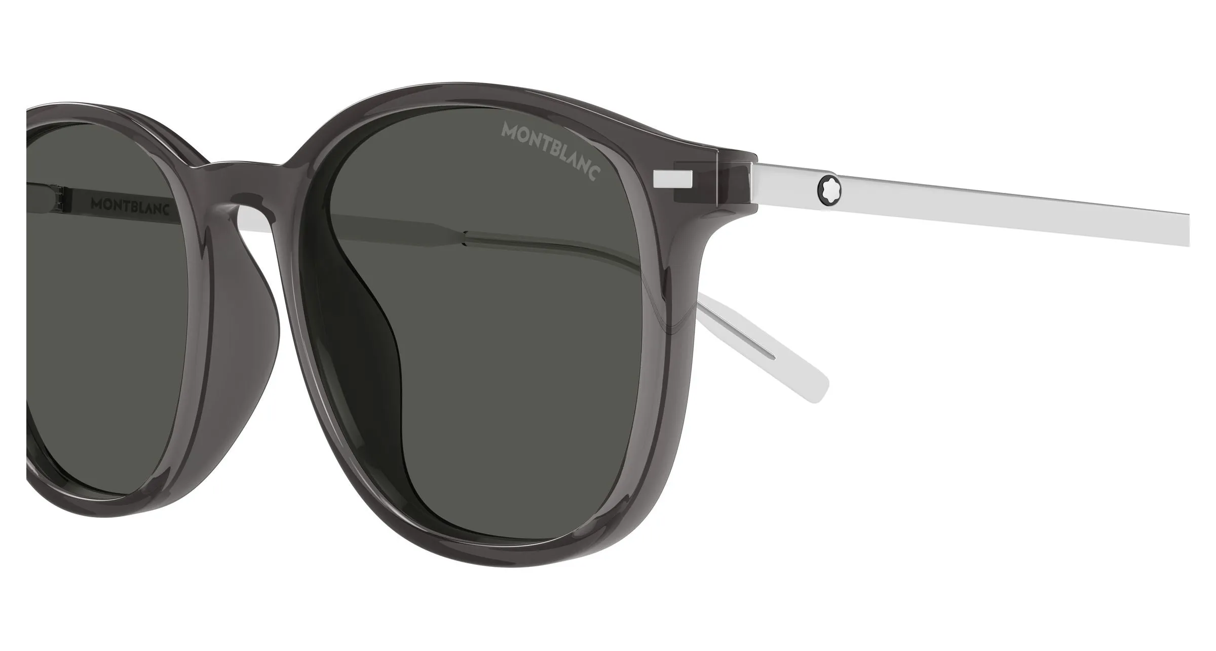 Montblanc MB0454SA 004 Occhiali da sole Iniettato Grigio Grigio Rotonda - immagine 3