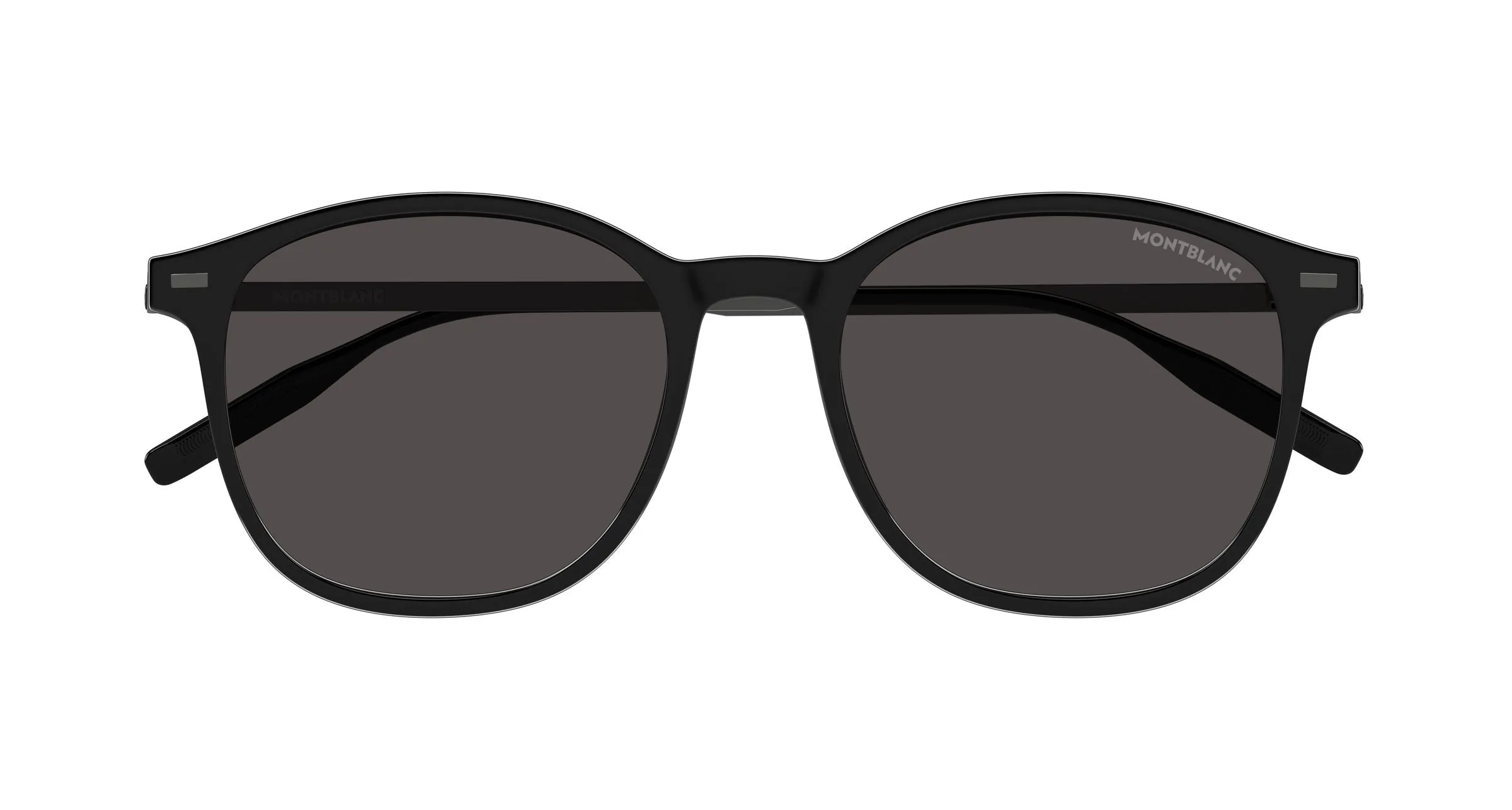 Montblanc MB0454SA 001 Occhiali da sole Iniettato Nero Grigio Rotonda - immagine 2