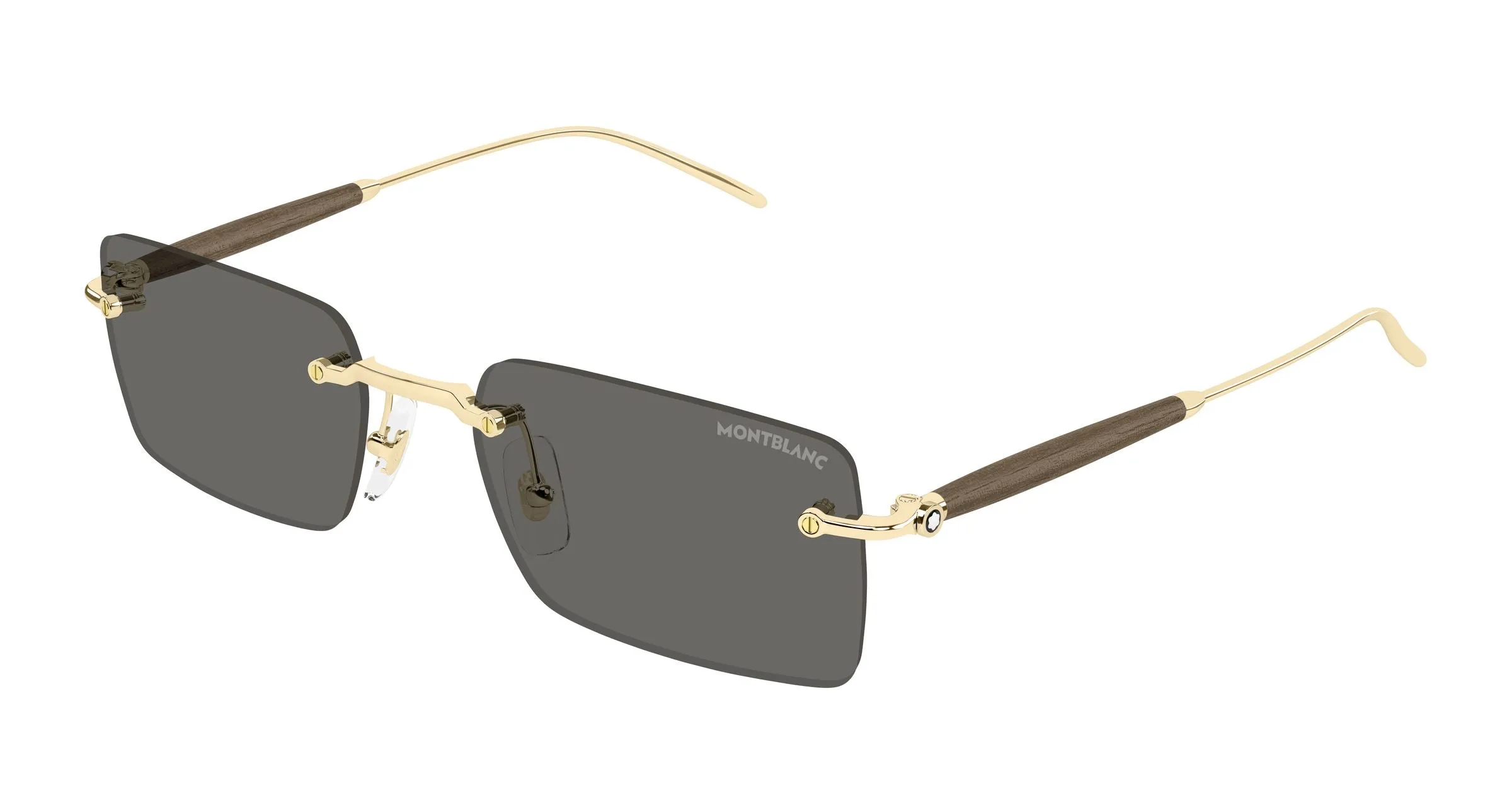 Montblanc MB0453S 001 Occhiali da sole Metallo Oro Grigio Squadrata - immagine 1