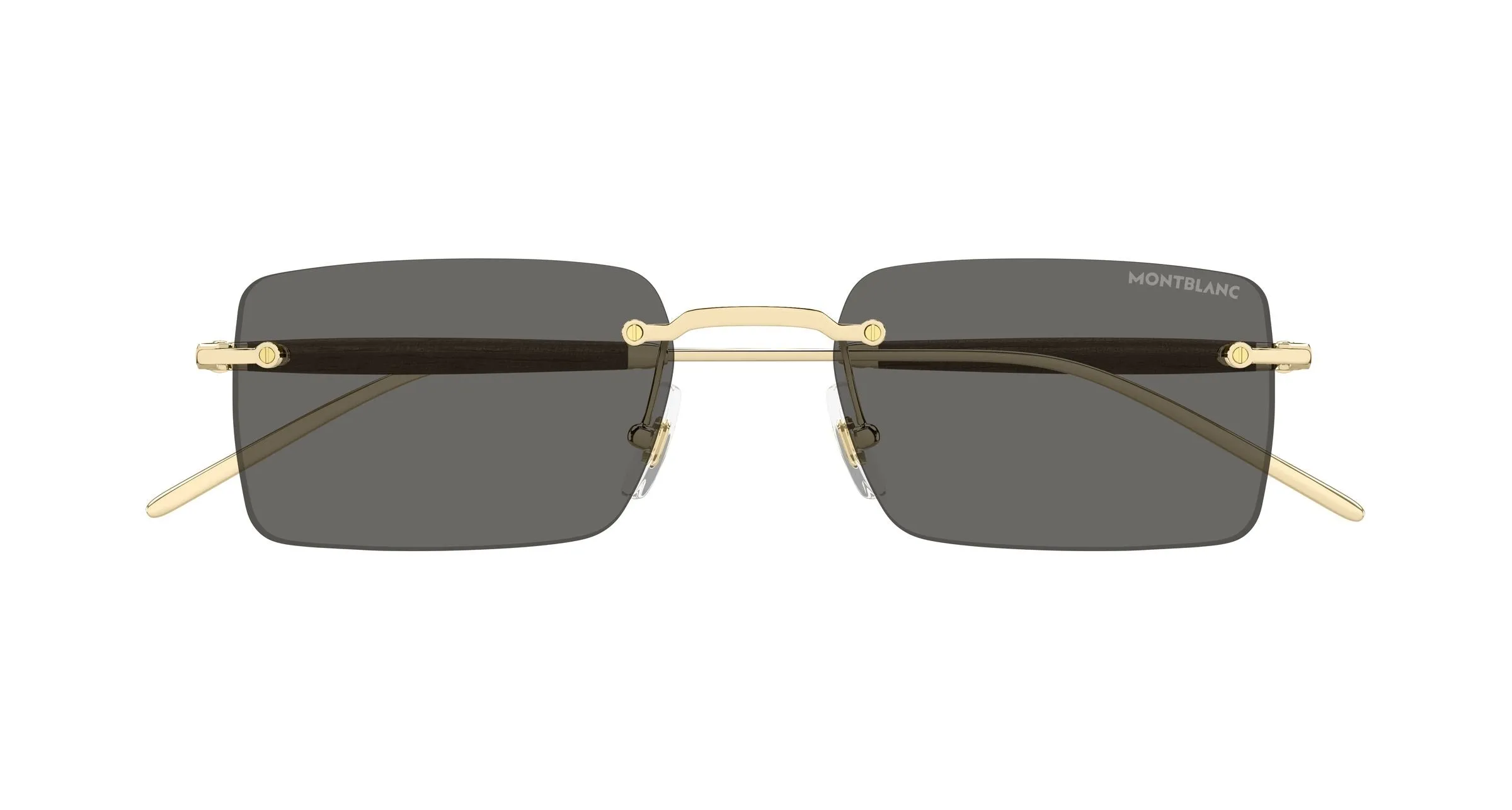 Montblanc MB0453S 001 Occhiali da sole Metallo Oro Grigio Squadrata - immagine 2