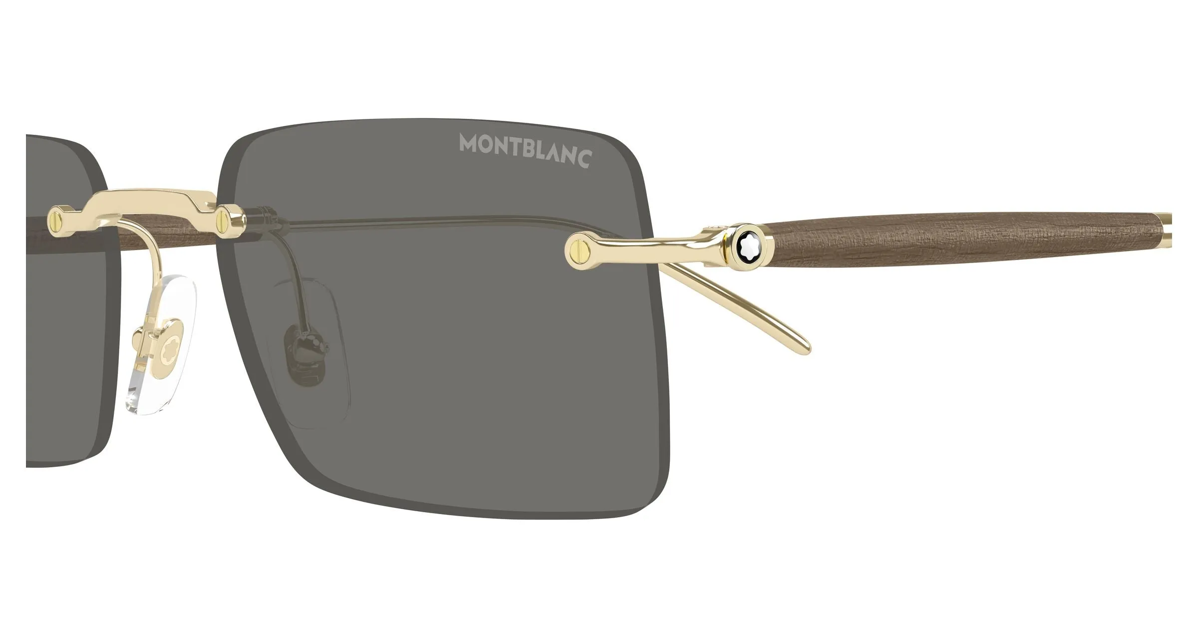 Montblanc MB0453S 001 Occhiali da sole Metallo Oro Grigio Squadrata - immagine 3