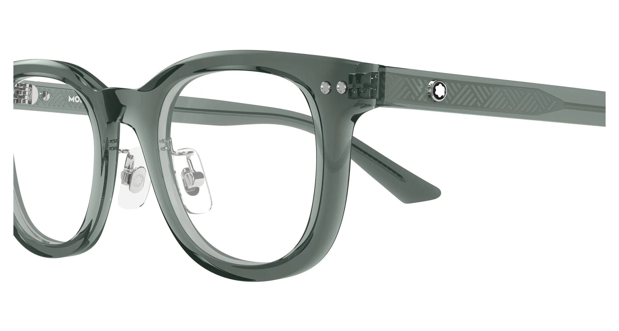 Montblanc MB0450OJ 008 Montature da vista Acetato Grigio Trasparente Rotonda - immagine 3